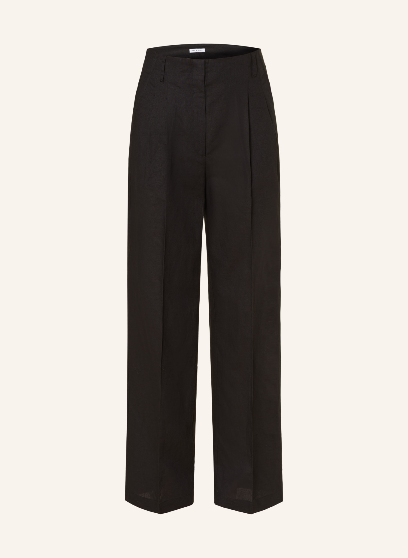 MRS & HUGS Wide leg trousers with linen, Color: BLACK (Image 1)