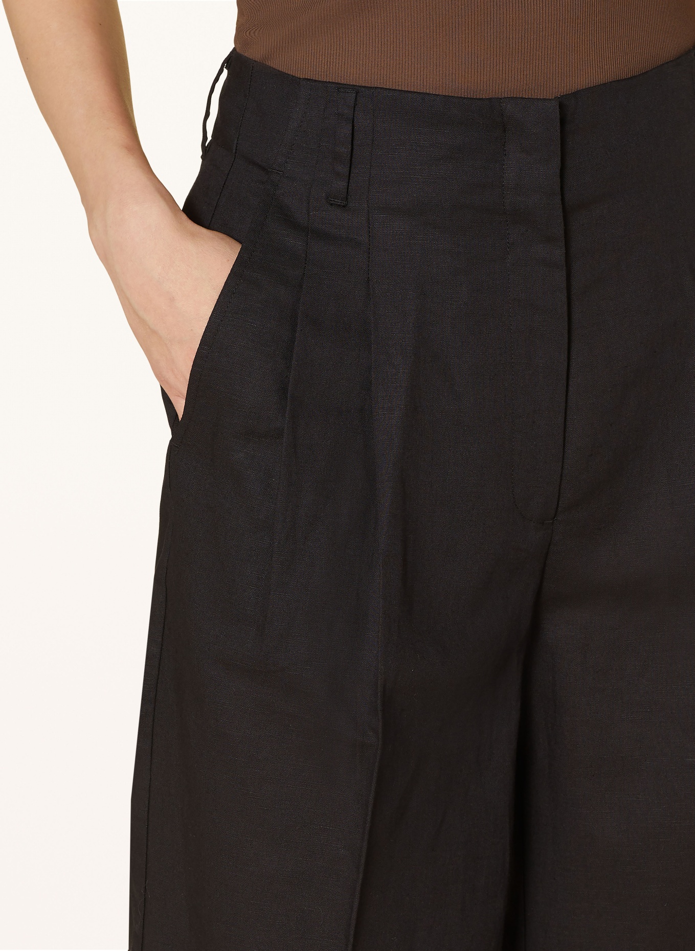 MRS & HUGS Wide leg trousers with linen, Color: BLACK (Image 5)