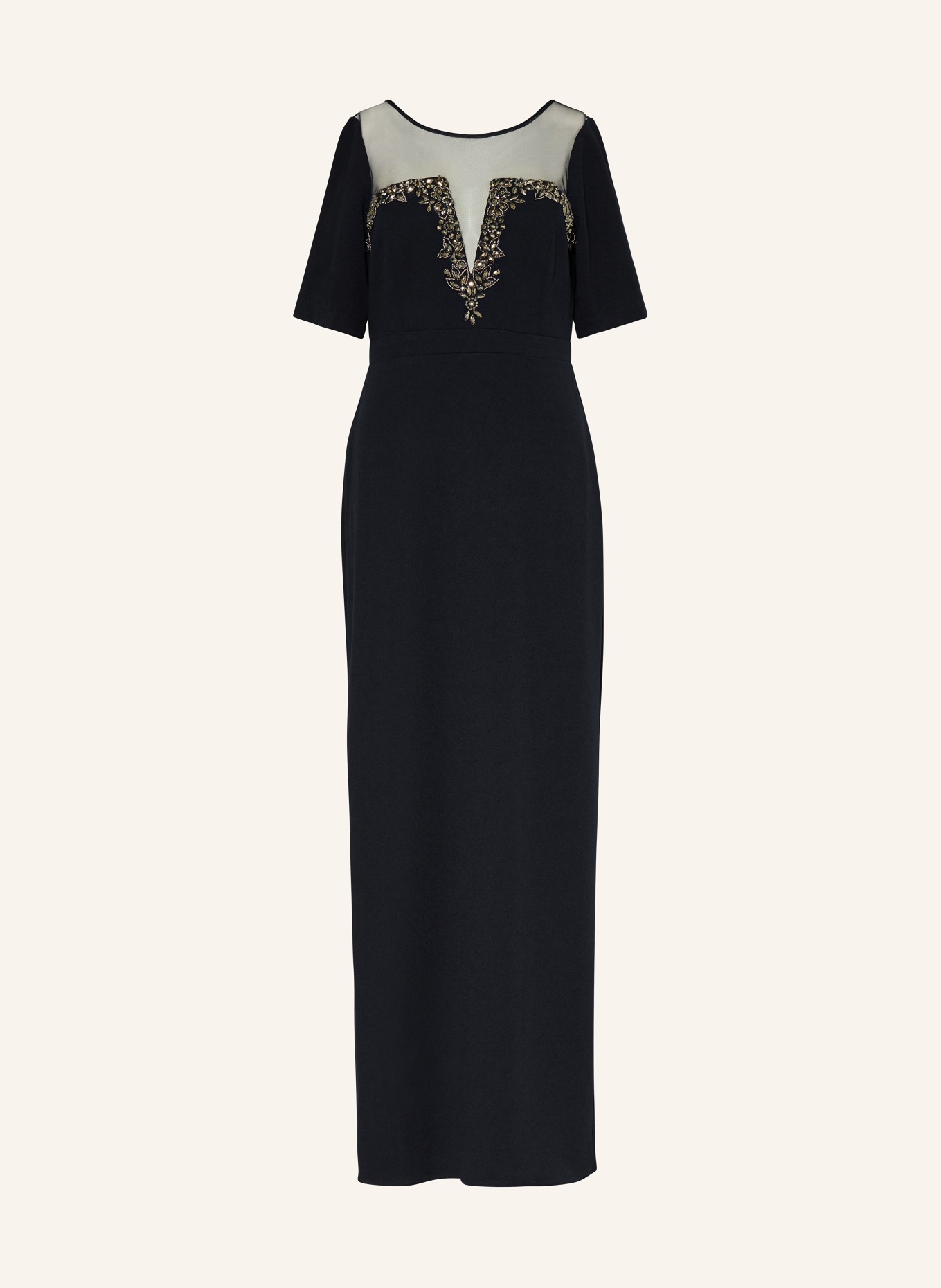 ADRIANNA PAPELL Evening dress with decorative gems and decorative beads, Color: DARK BLUE (Image 1)