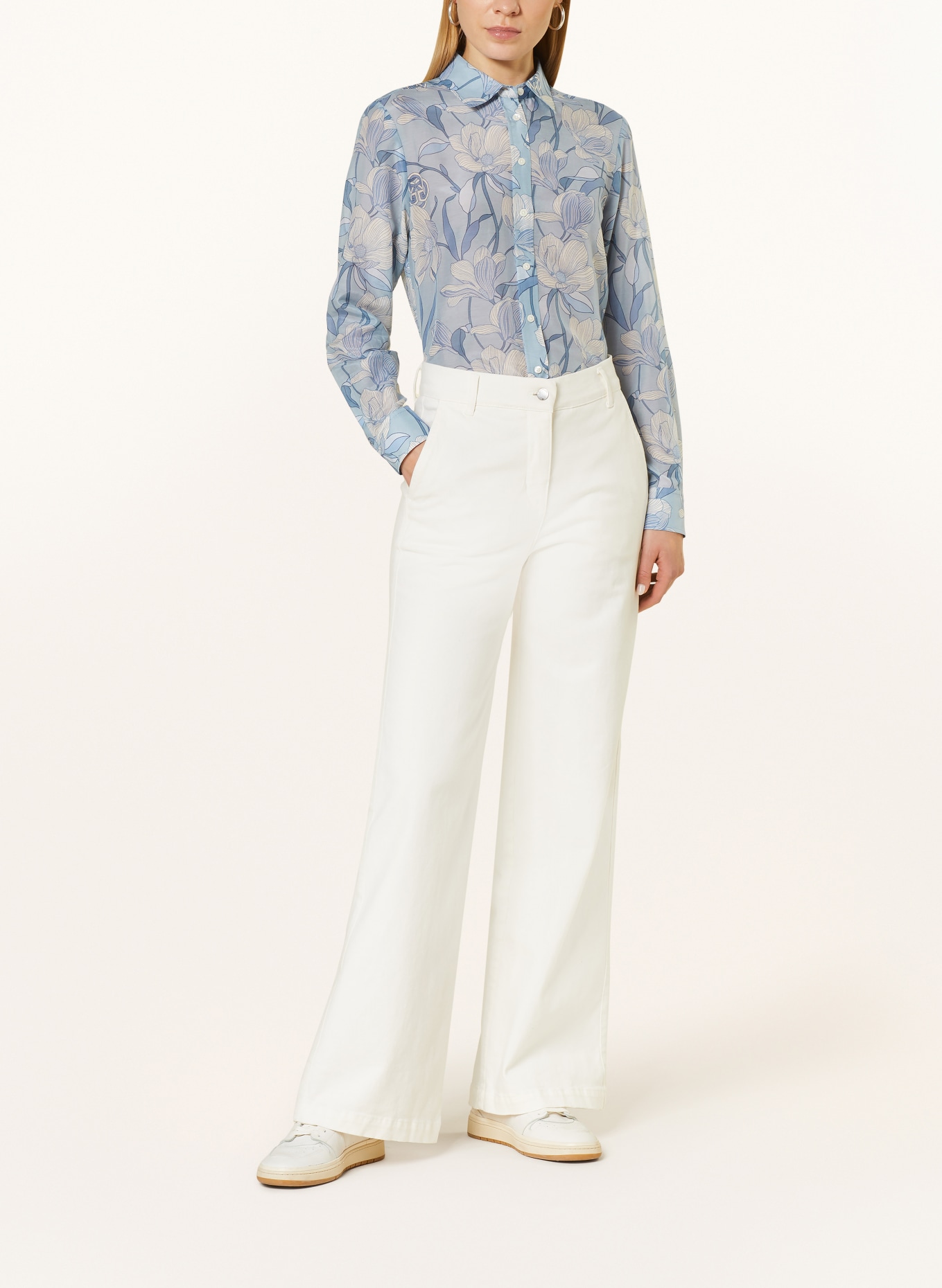 GANT Shirt blouse with silk, Color: LIGHT BLUE/ WHITE (Image 2)