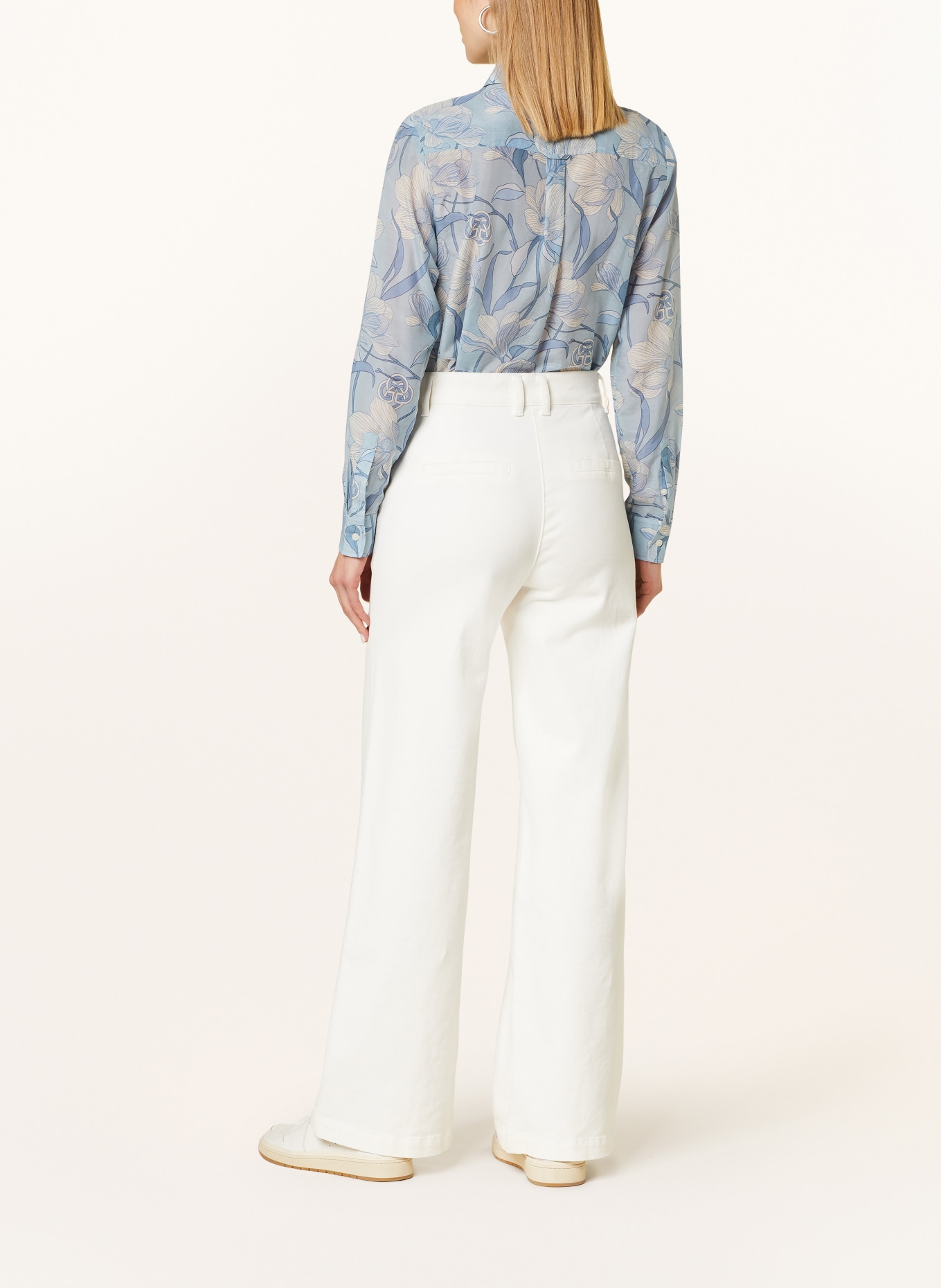 GANT Shirt blouse with silk, Color: LIGHT BLUE/ WHITE (Image 3)