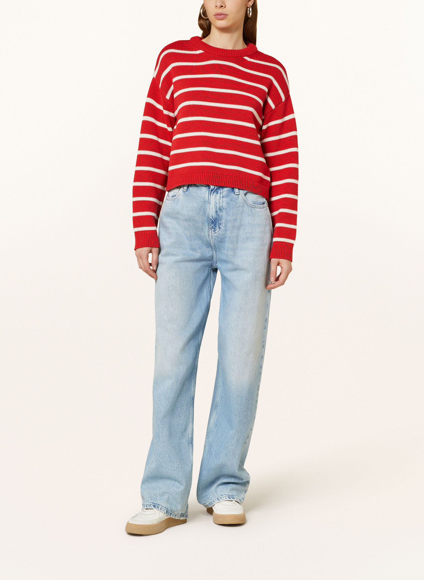 GANT Cropped-Pullover, Farbe: WEISS/ ROT (Bild 2)