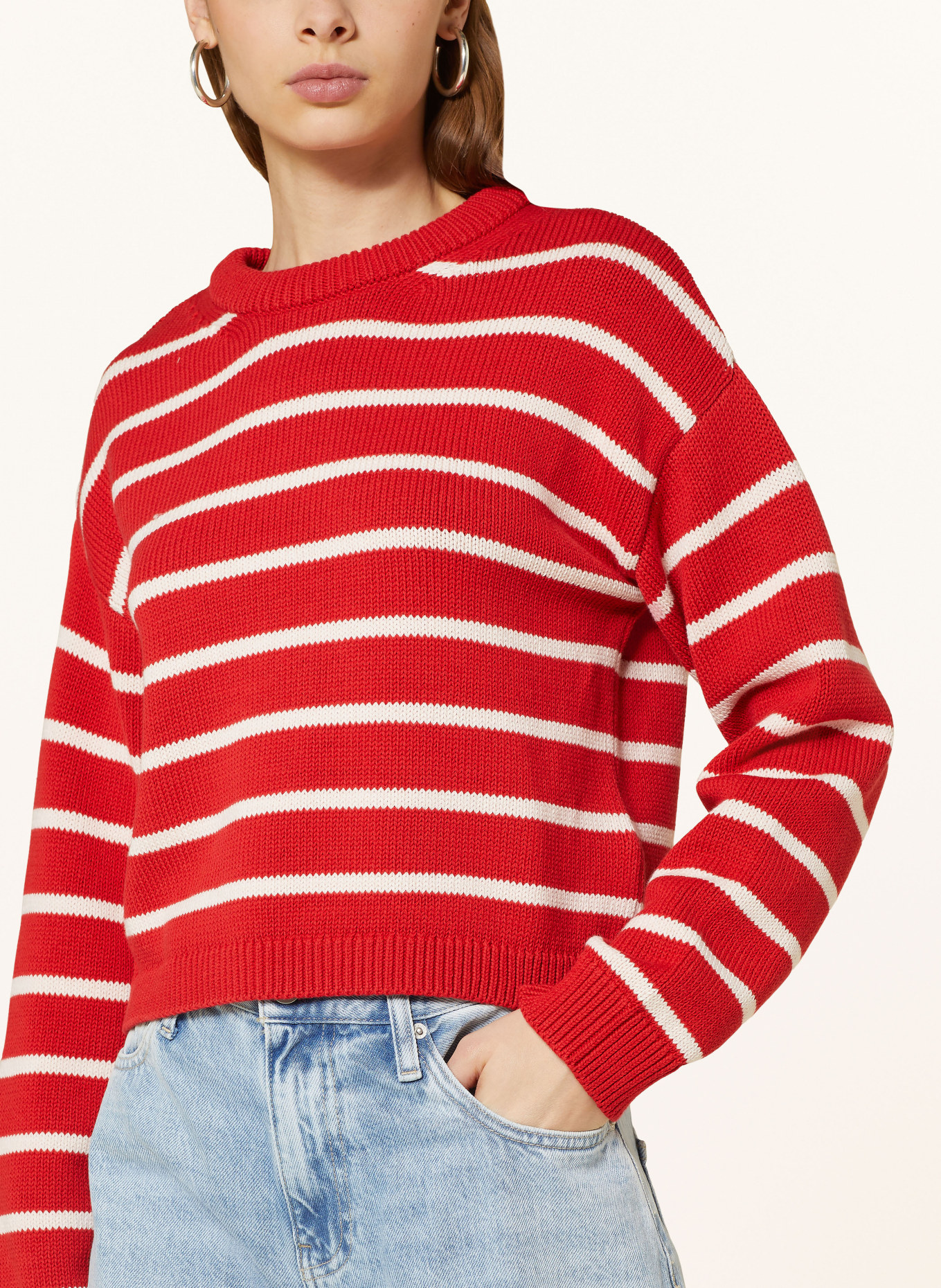 GANT Cropped-Pullover, Farbe: WEISS/ ROT (Bild 4)