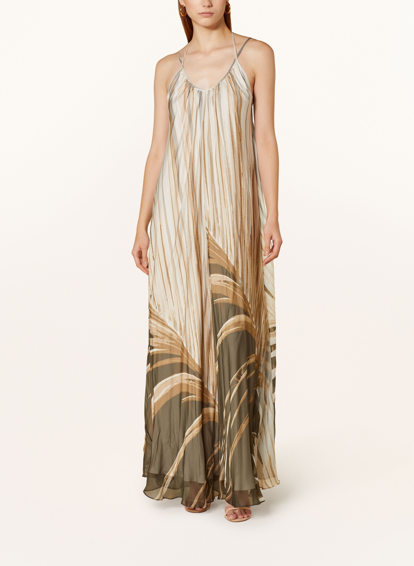 ANTONELLI firenze Silk dress LIDIA, Color: CREAM/ BEIGE/ KHAKI (Image 2)