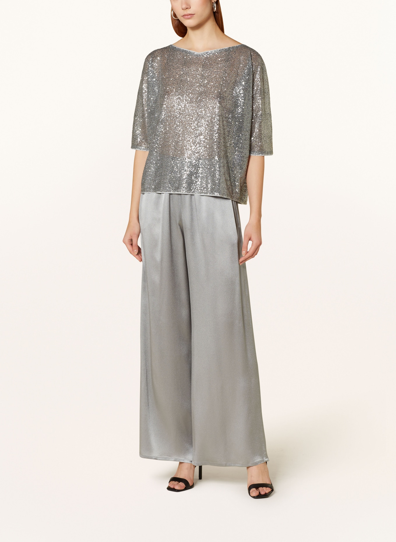 ANTONELLI firenze Shirt blouse DUNCAN with 3/4 sleeves and sequins, Color: SILVER (Image 2)