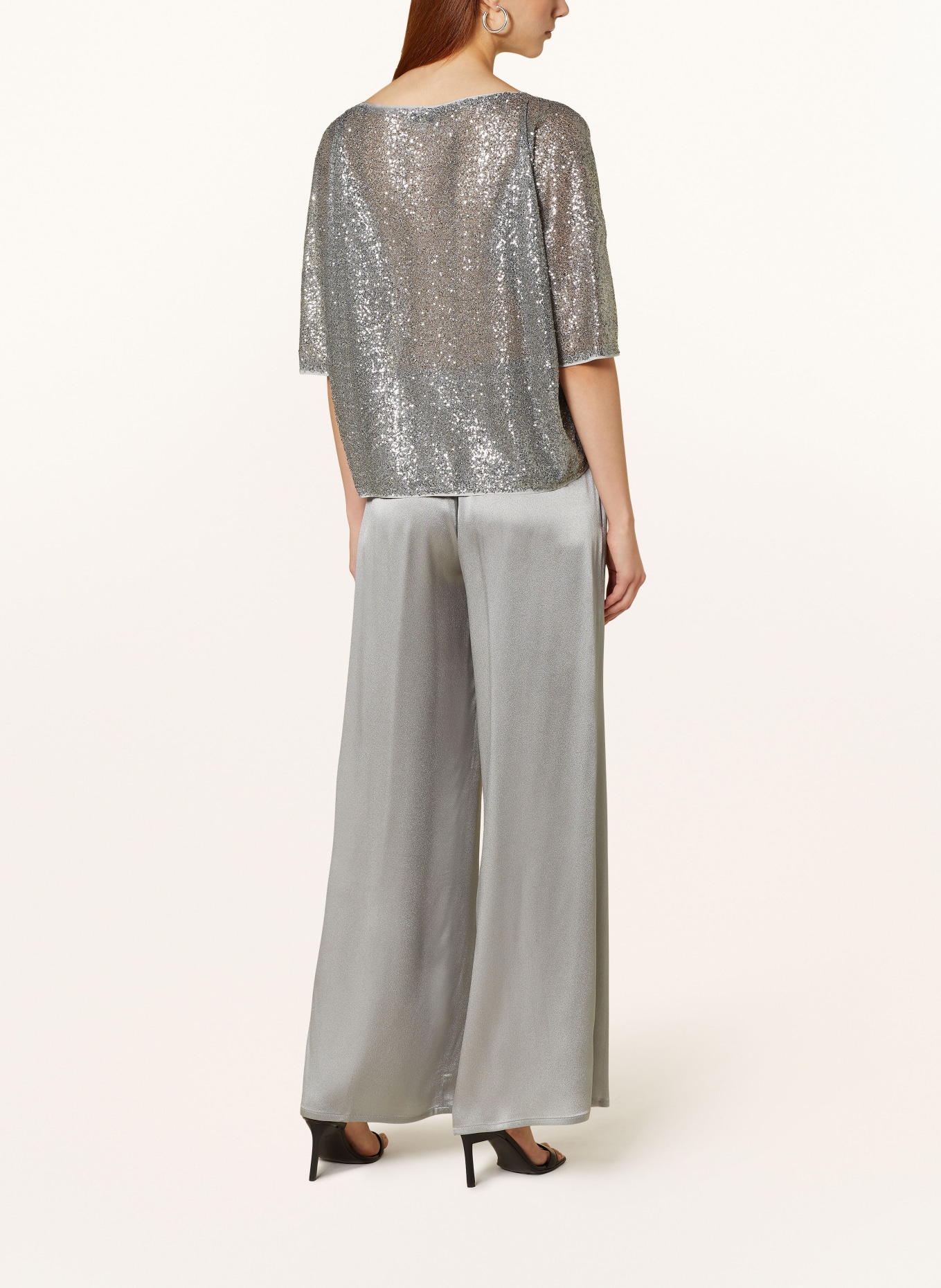 ANTONELLI firenze Shirt blouse DUNCAN with 3/4 sleeves and sequins, Color: SILVER (Image 3)