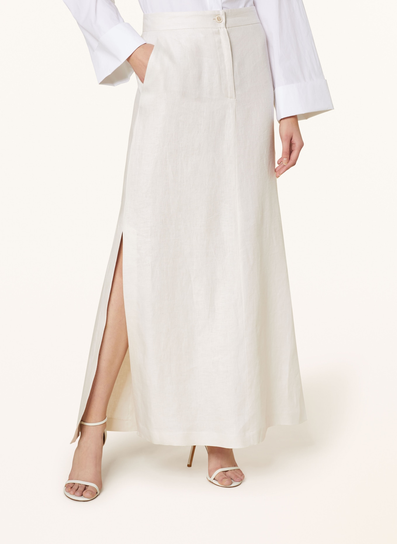 ANTONELLI firenze Linen skirt IPPOLITO, Color: CREAM (Image 4)