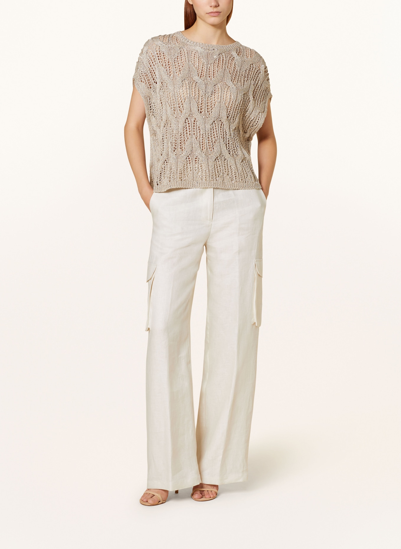 ANTONELLI firenze Knit shirt ITALICO with sequins, Color: BEIGE (Image 2)