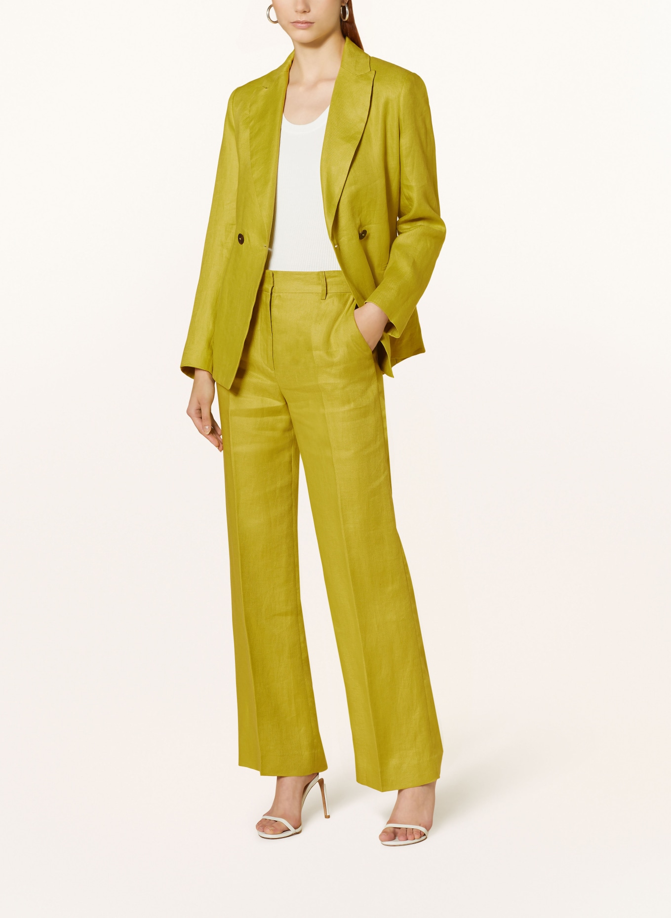 ANTONELLI firenze Wide leg trousers ROBINA made of linen, Color: LIGHT GREEN (Image 2)