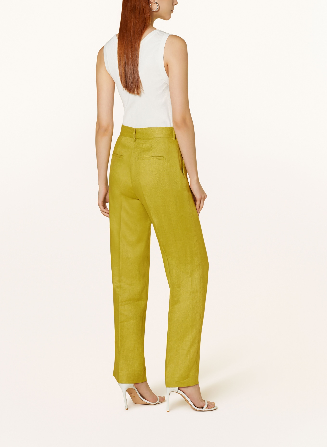 ANTONELLI firenze Wide leg trousers ROBINA made of linen, Color: LIGHT GREEN (Image 3)