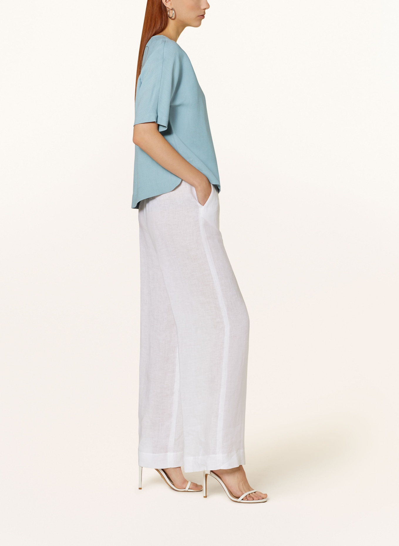 ANTONELLI firenze Wide leg trousers ROCHETTE made of linen, Color: WHITE (Image 4)