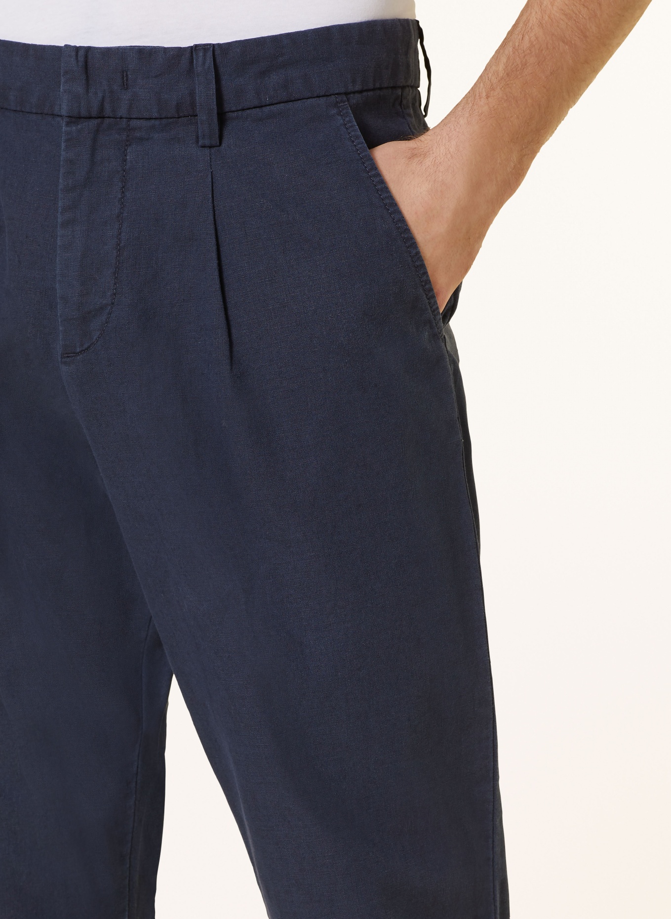 PAUL Chinos tapered fit with linen, Color: DARK BLUE (Image 5)