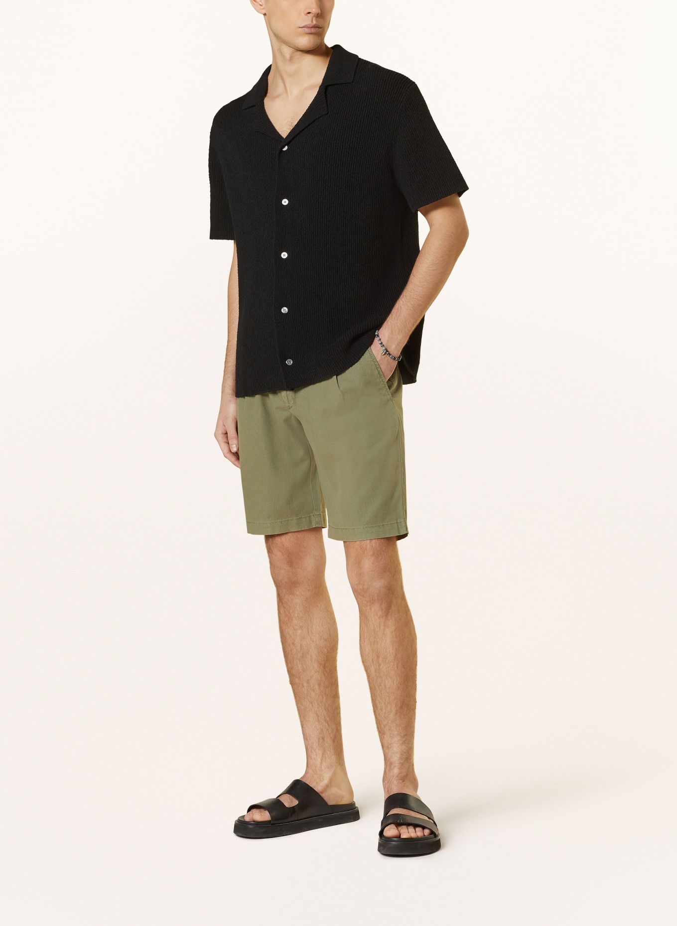 PAUL Shorts Comfort Fit mit Leinen, Farbe: OLIV (Bild 2)