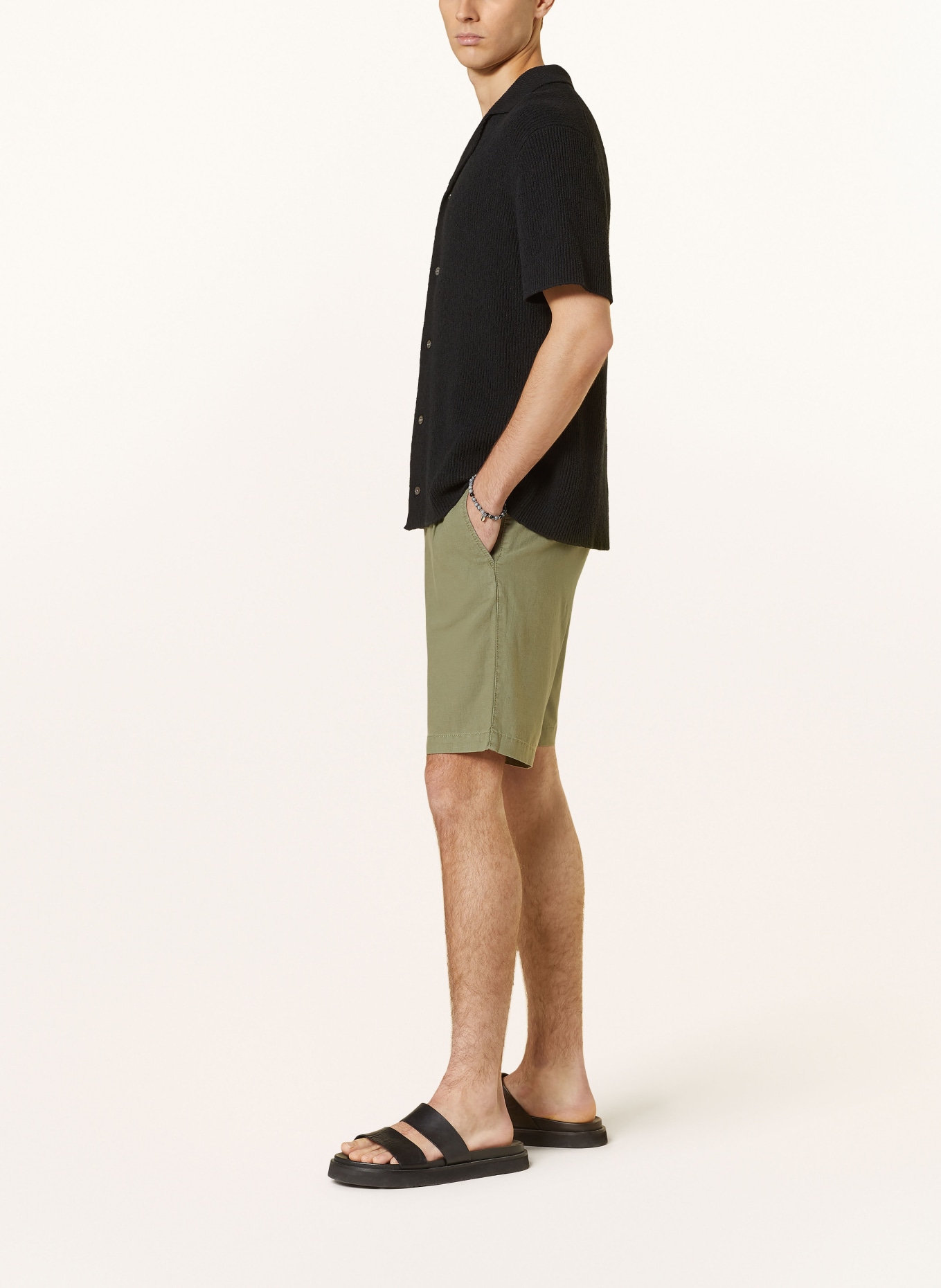 PAUL Shorts Comfort Fit mit Leinen, Farbe: OLIV (Bild 4)