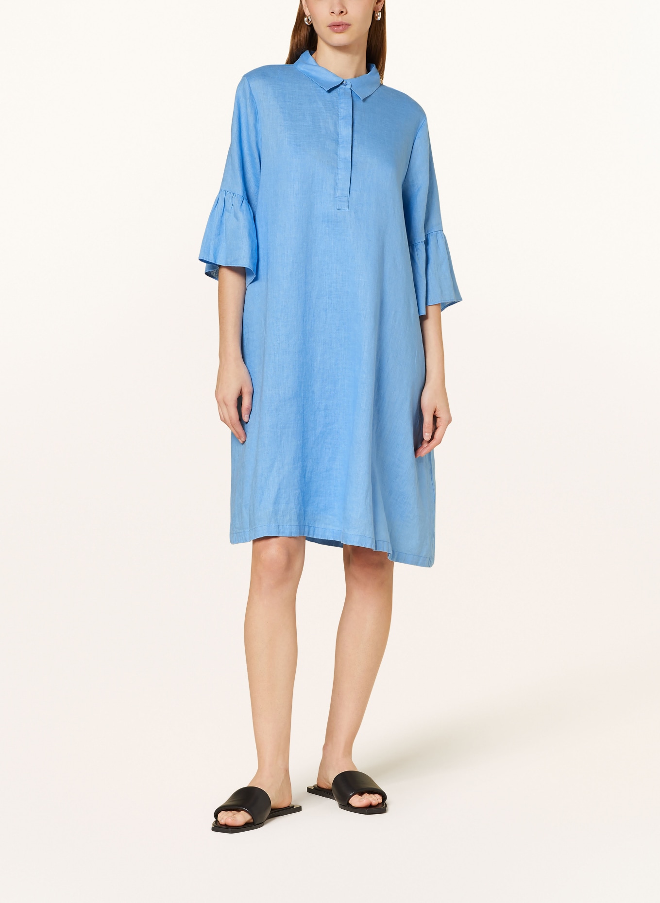 FFC Linen dress with 3/4 sleeves, Color: LIGHT BLUE (Image 2)