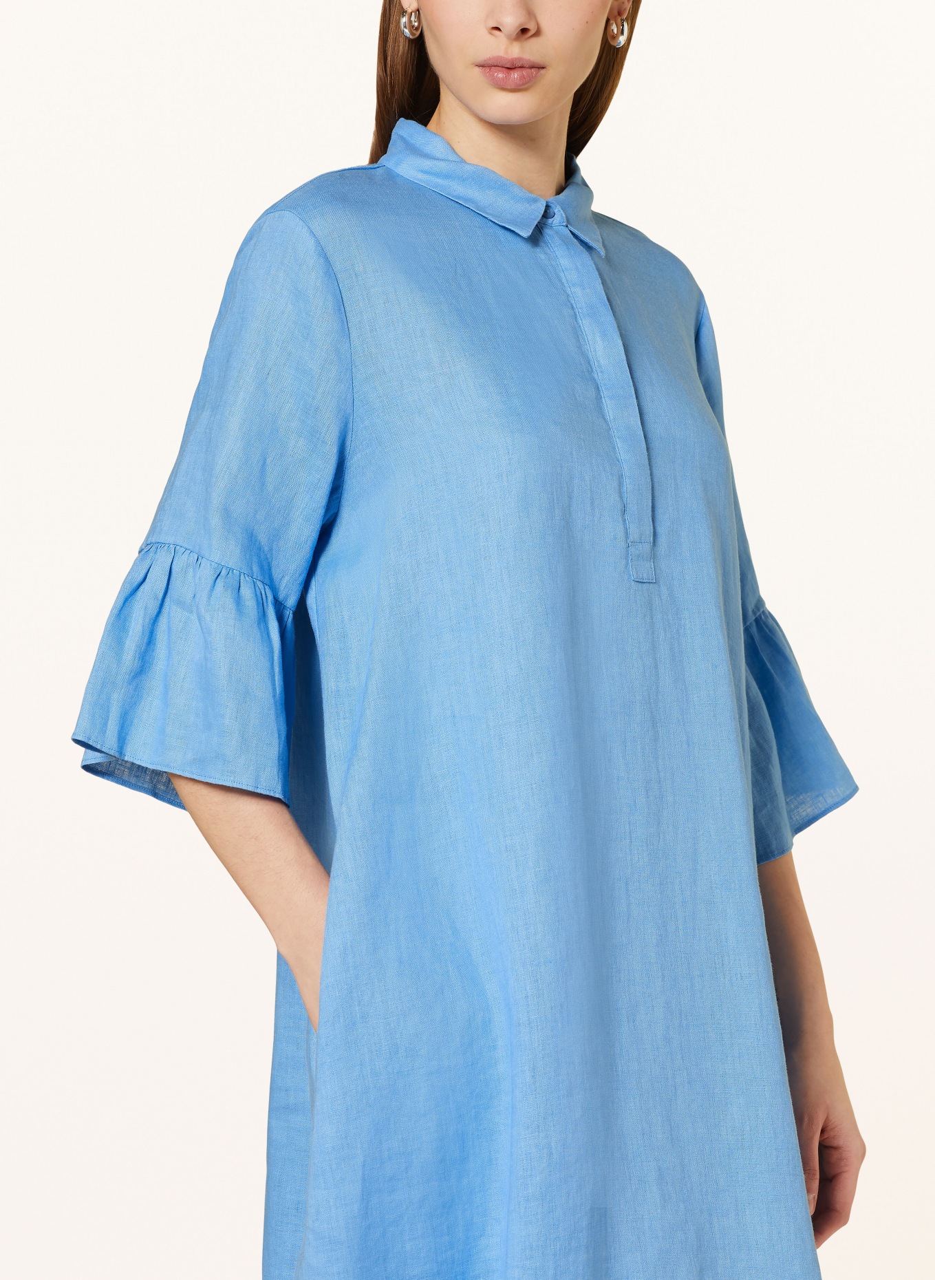 FFC Linen dress with 3/4 sleeves, Color: LIGHT BLUE (Image 4)