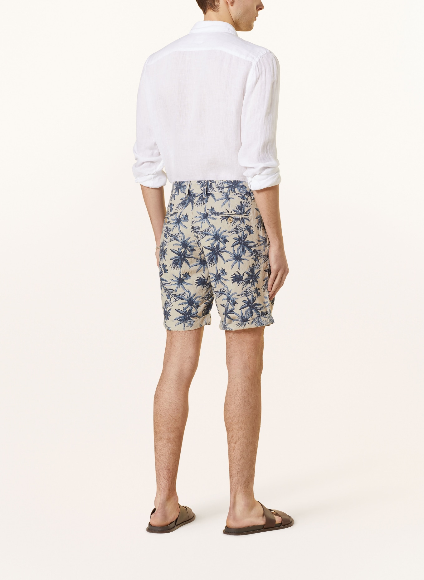 STROKESMAN'S Shorts Slim Fit mit Leinen, Farbe: HELLBRAUN/ BLAU (Bild 3)
