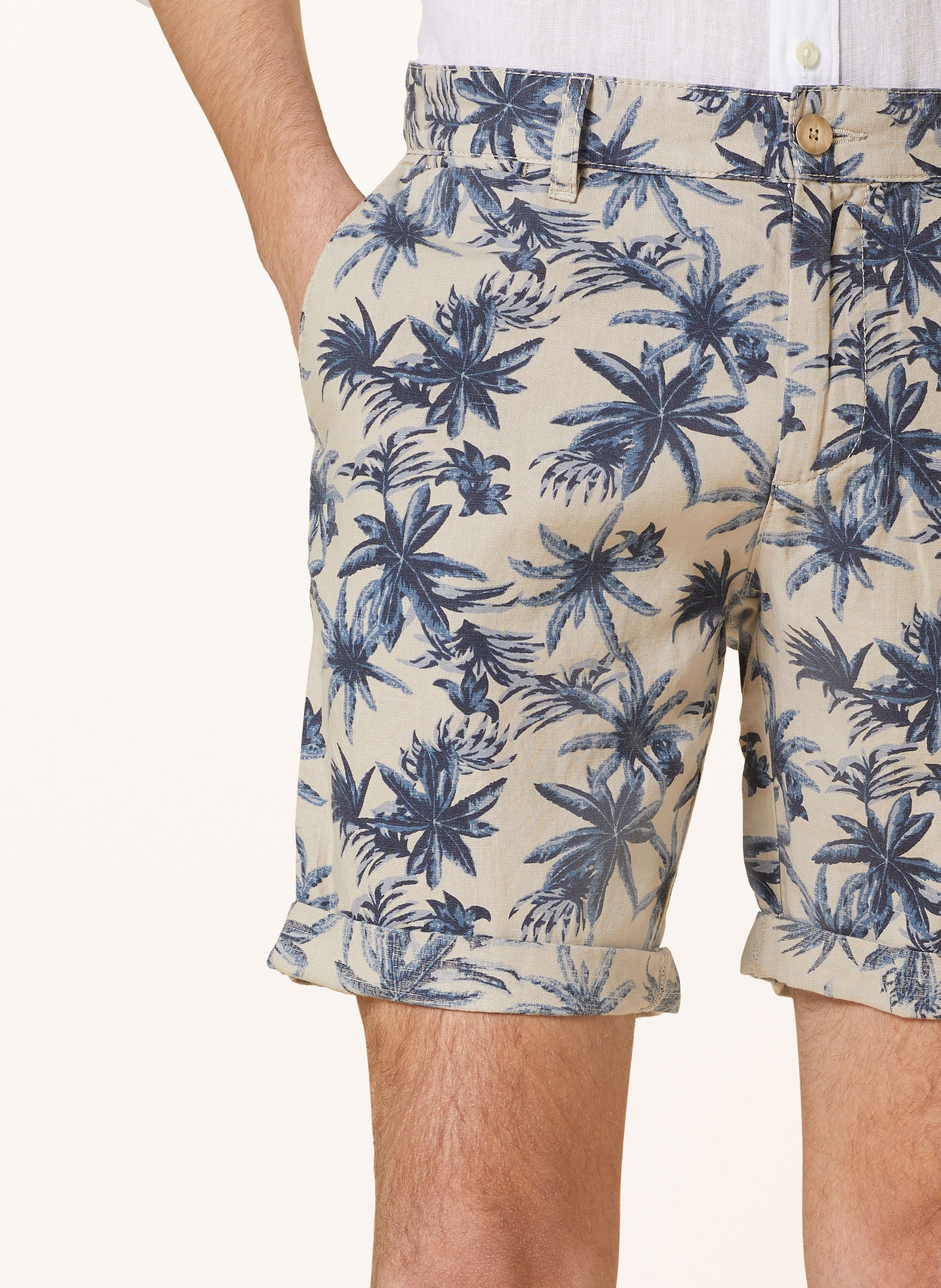 STROKESMAN'S Shorts Slim Fit mit Leinen, Farbe: HELLBRAUN/ BLAU (Bild 5)