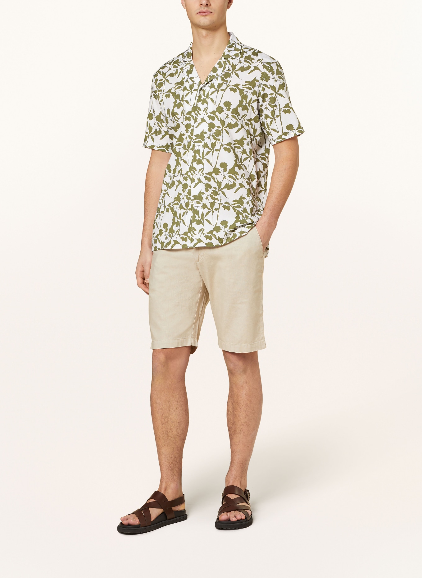 STROKESMAN'S Shorts Slim Fit mit Leinen, Farbe: 0202 sand (Bild 2)