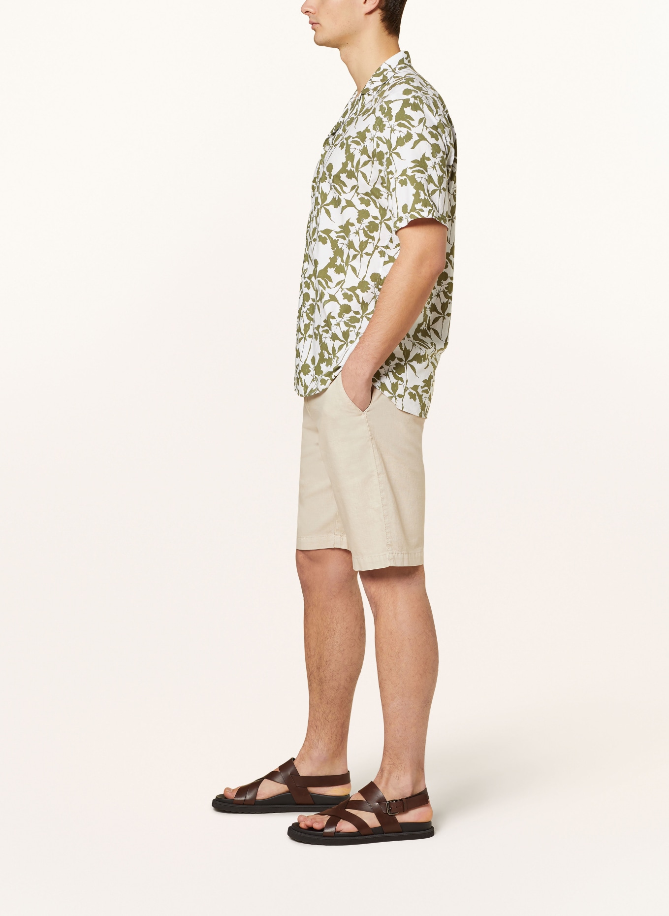 STROKESMAN'S Shorts slim fit with linen, Color: 0202 sand (Image 4)