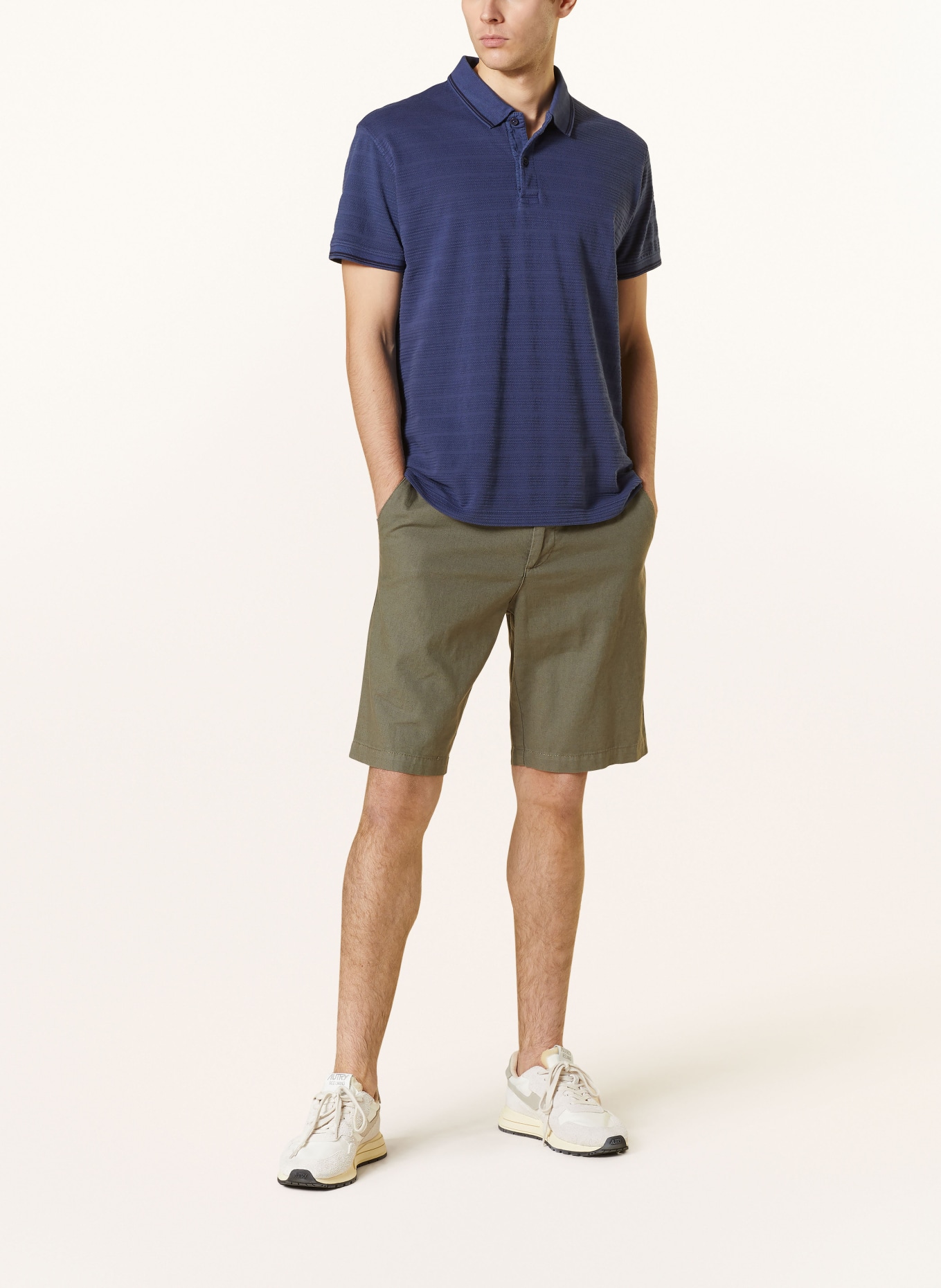 STROKESMAN'S Shorts Slim Fit mit Leinen, Farbe: OLIV (Bild 2)