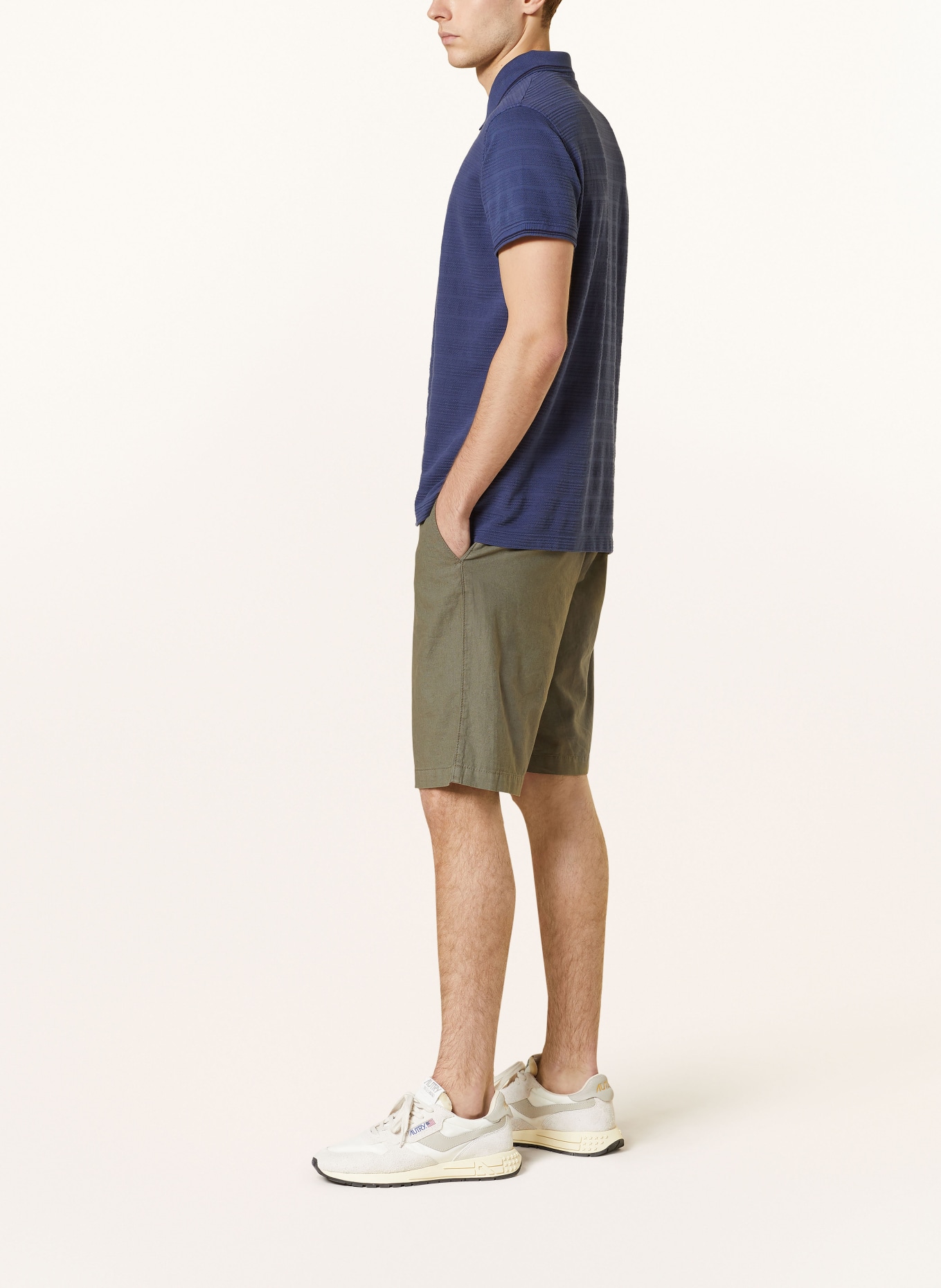 STROKESMAN'S Shorts Slim Fit mit Leinen, Farbe: OLIV (Bild 4)