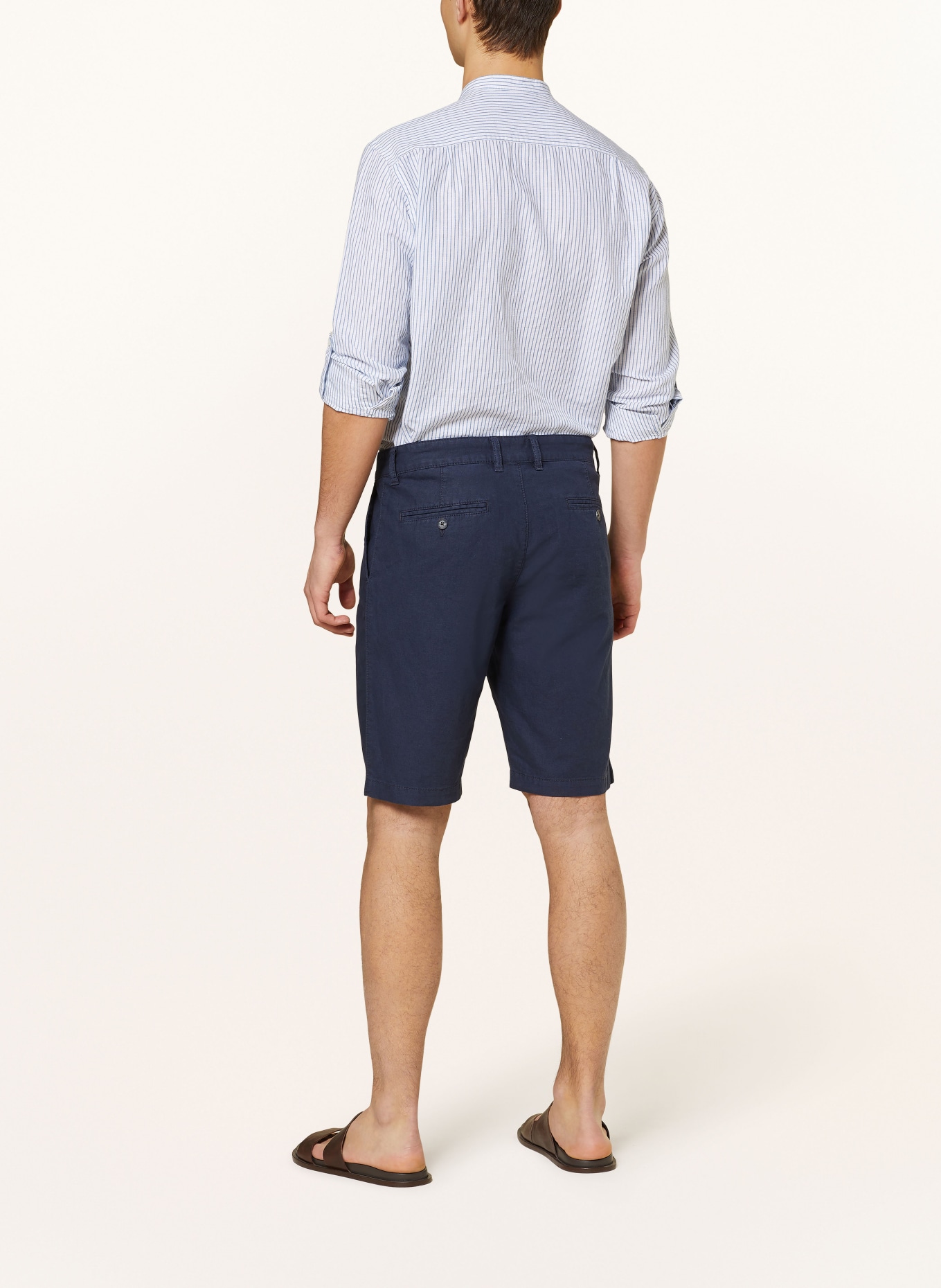 STROKESMAN'S Shorts Slim Fit mit Leinen, Farbe: 0800 NAVY (Bild 3)