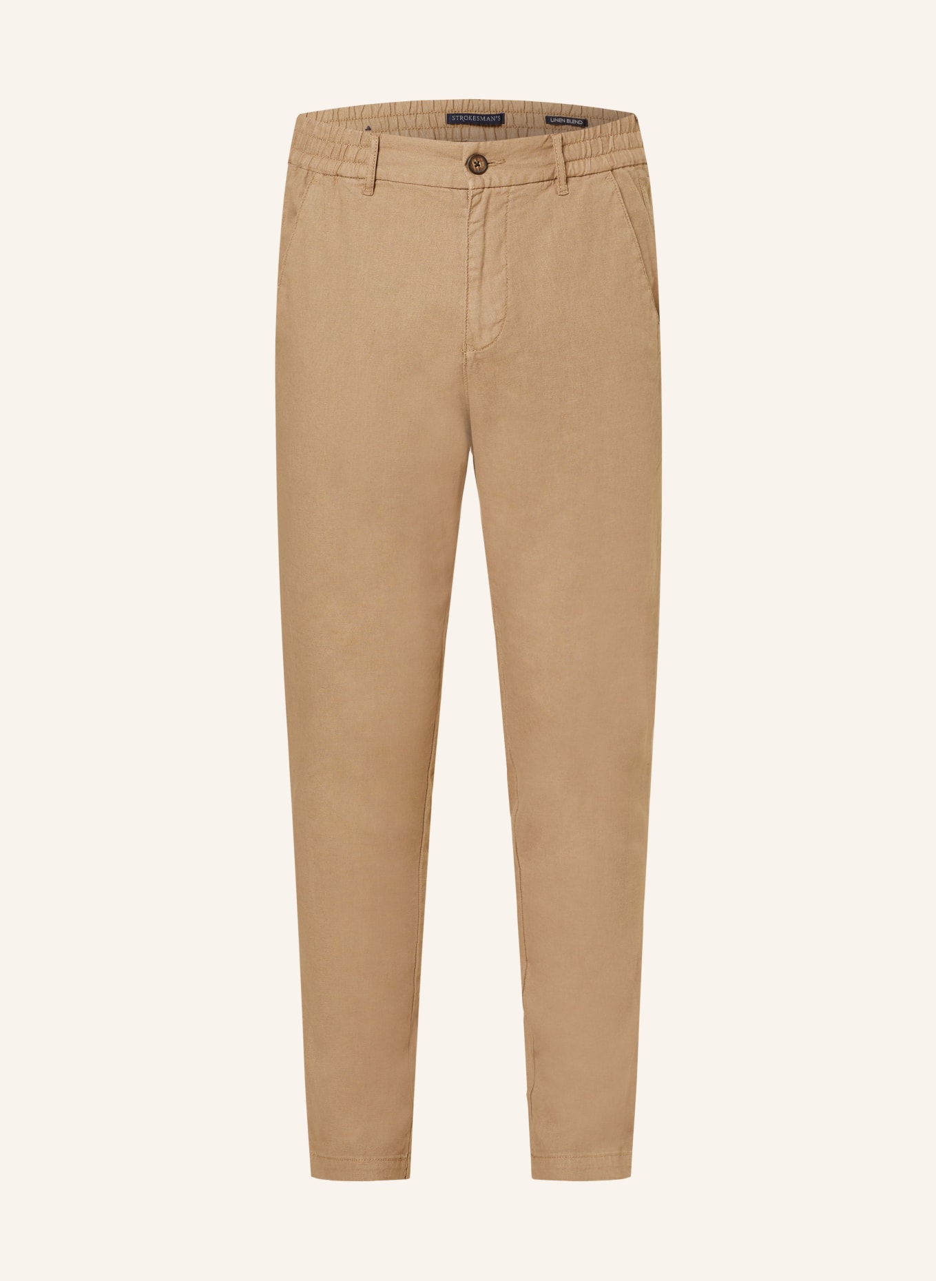 STROKESMAN'S Trousers comfort fit with linen, Color: BEIGE (Image 1)