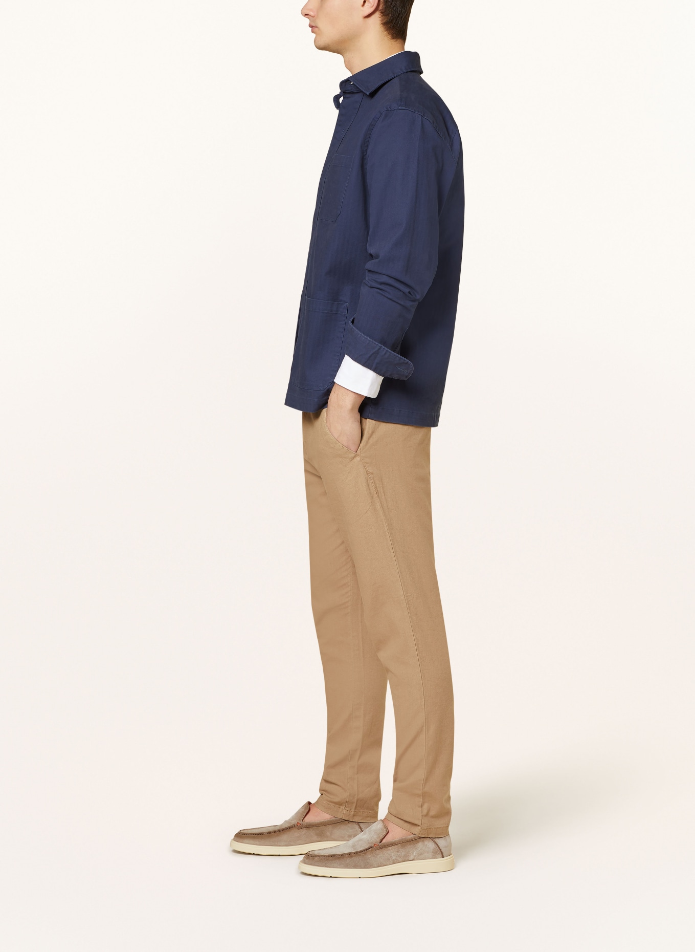 STROKESMAN'S Trousers comfort fit with linen, Color: BEIGE (Image 4)