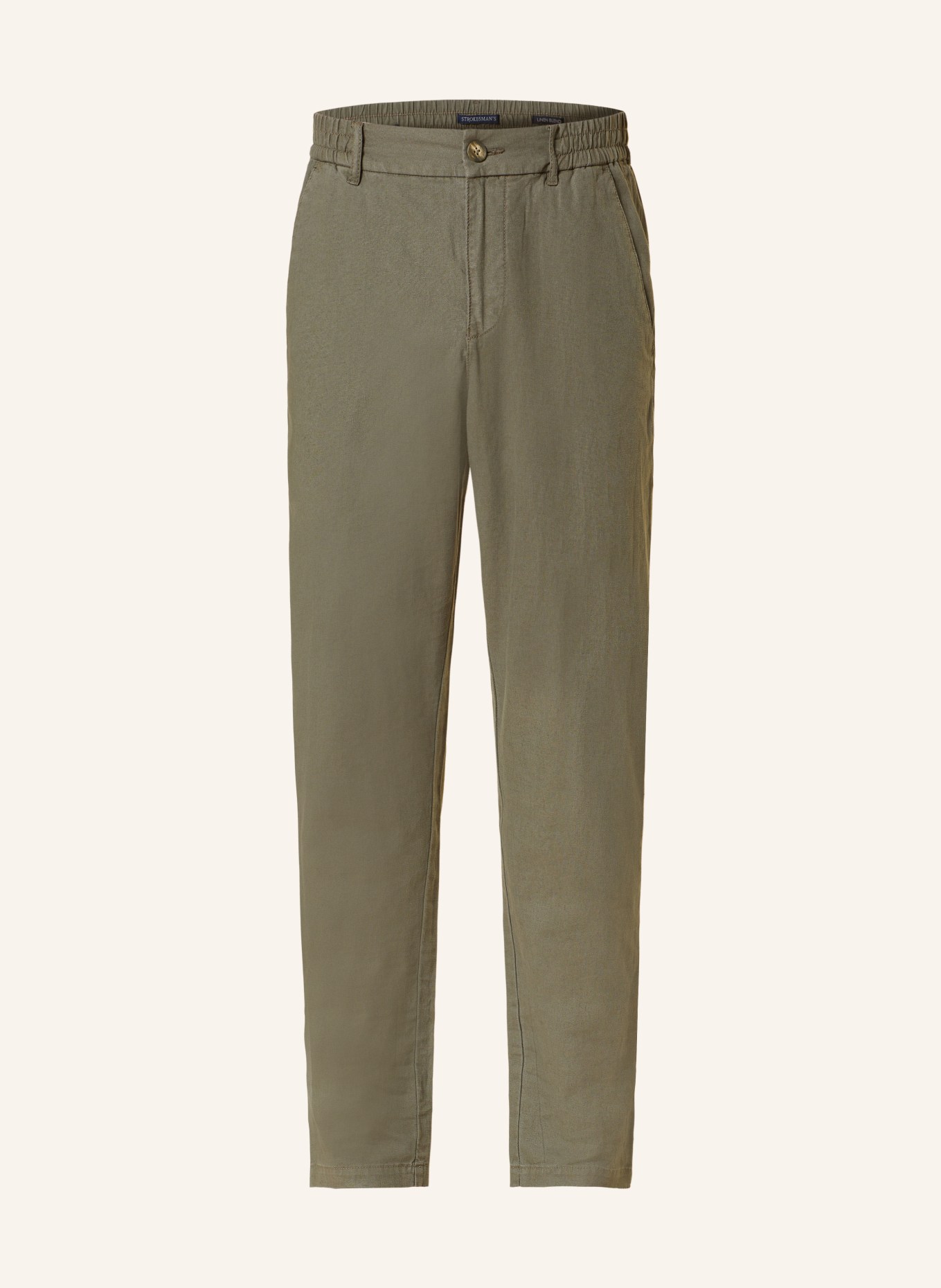 STROKESMAN'S Trousers comfort fit with linen, Color: OLIVE (Image 1)