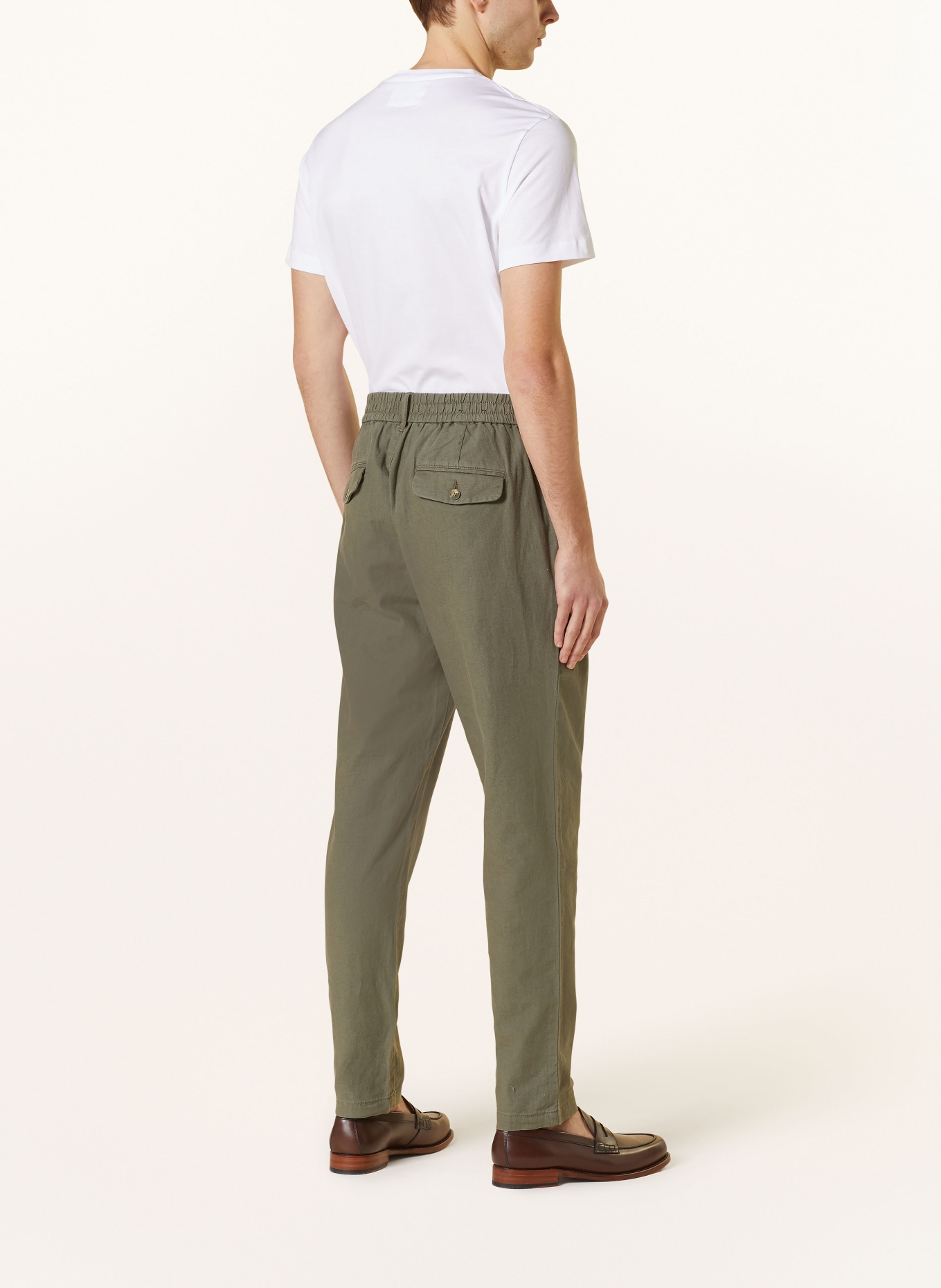 STROKESMAN'S Trousers comfort fit with linen, Color: OLIVE (Image 3)