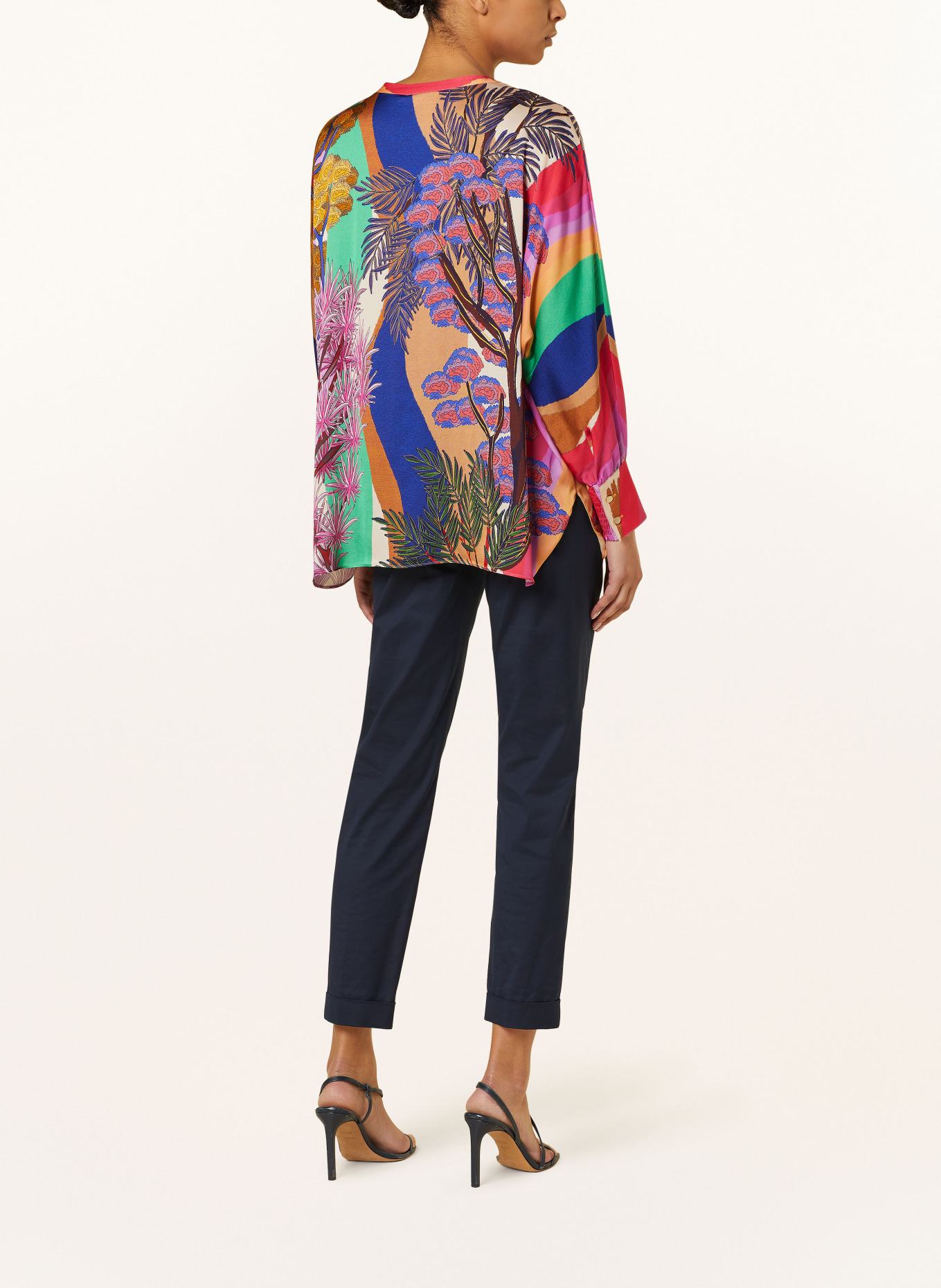 IVI collection Silk tunic, Color: GREEN/ PINK (Image 3)