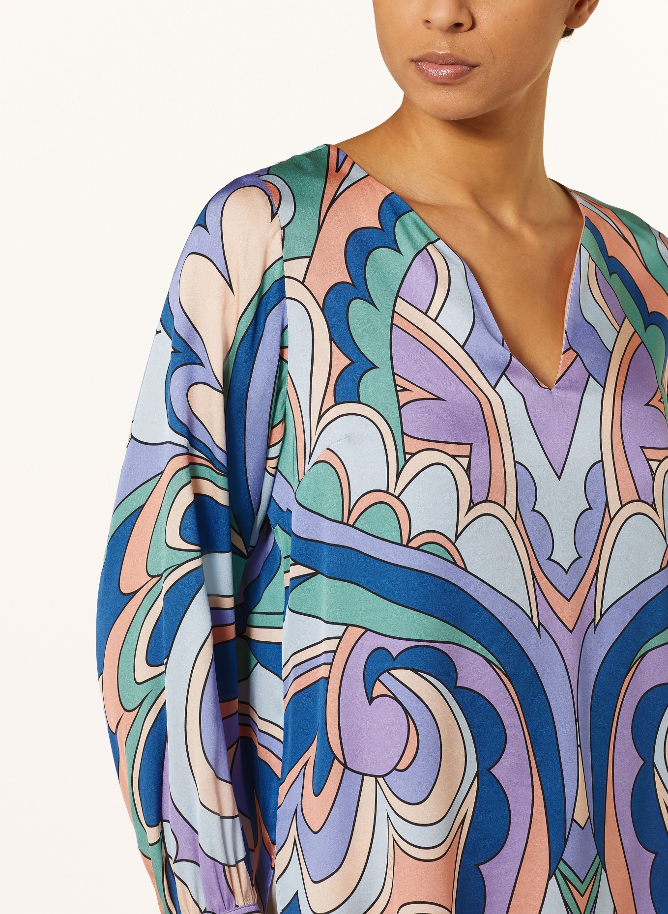 IVI collection Shirt blouse in silk, Color: LIGHT PURPLE/ BLUE (Image 4)