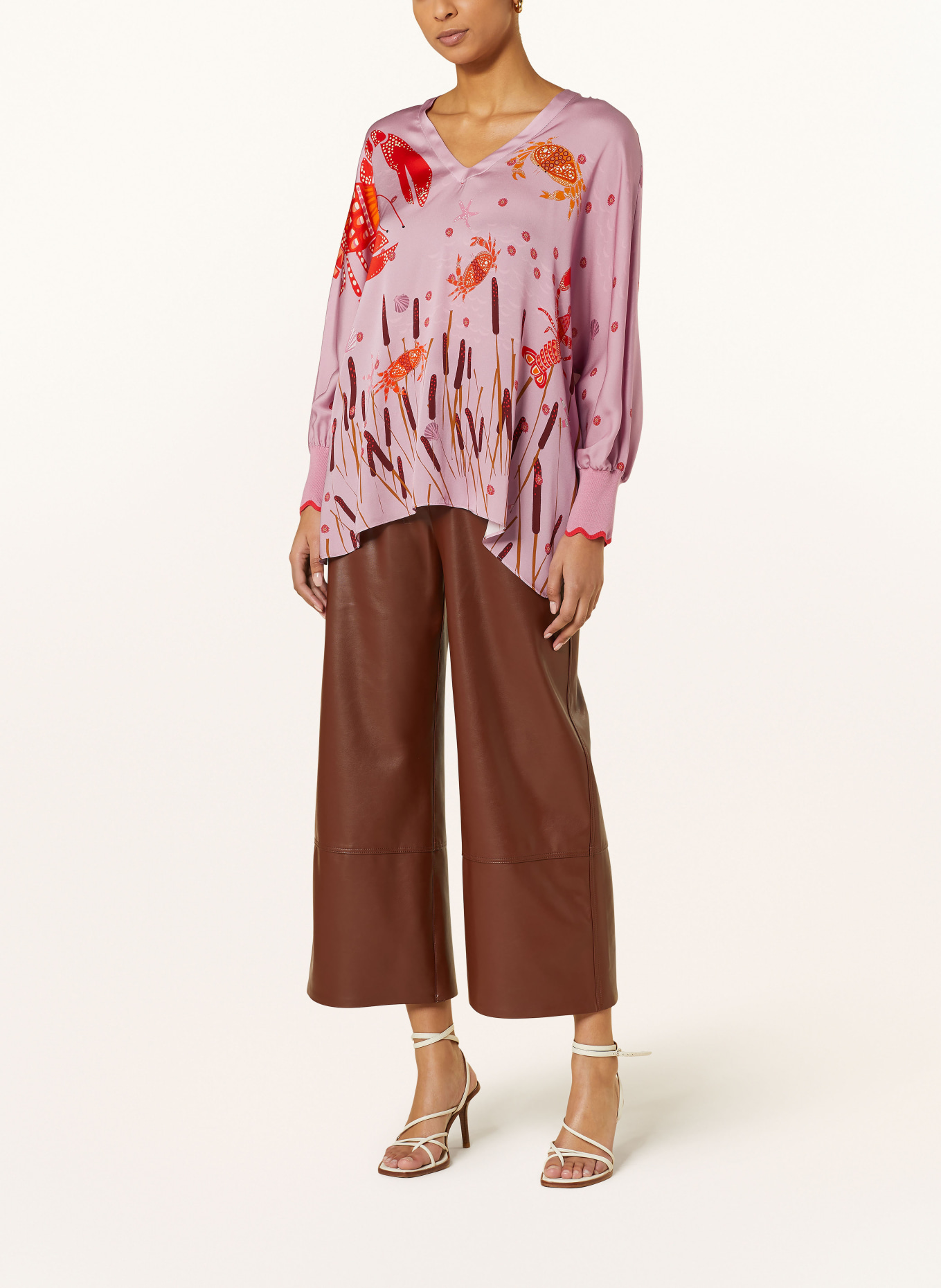 IVI collection Oversized shirt blouse made of silk, Color: PINK/ RED (Image 2)