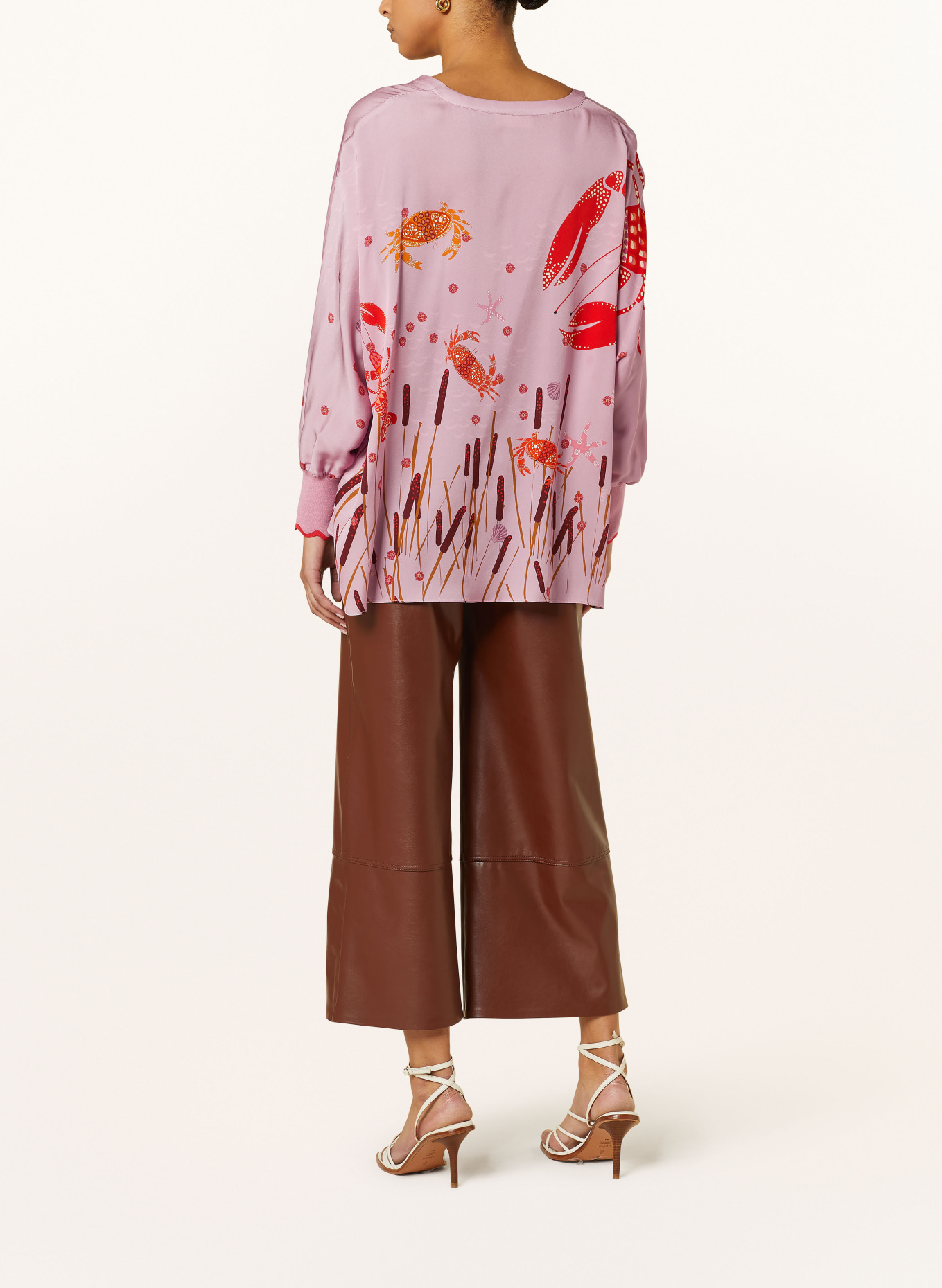 IVI collection Oversized shirt blouse made of silk, Color: PINK/ RED (Image 3)