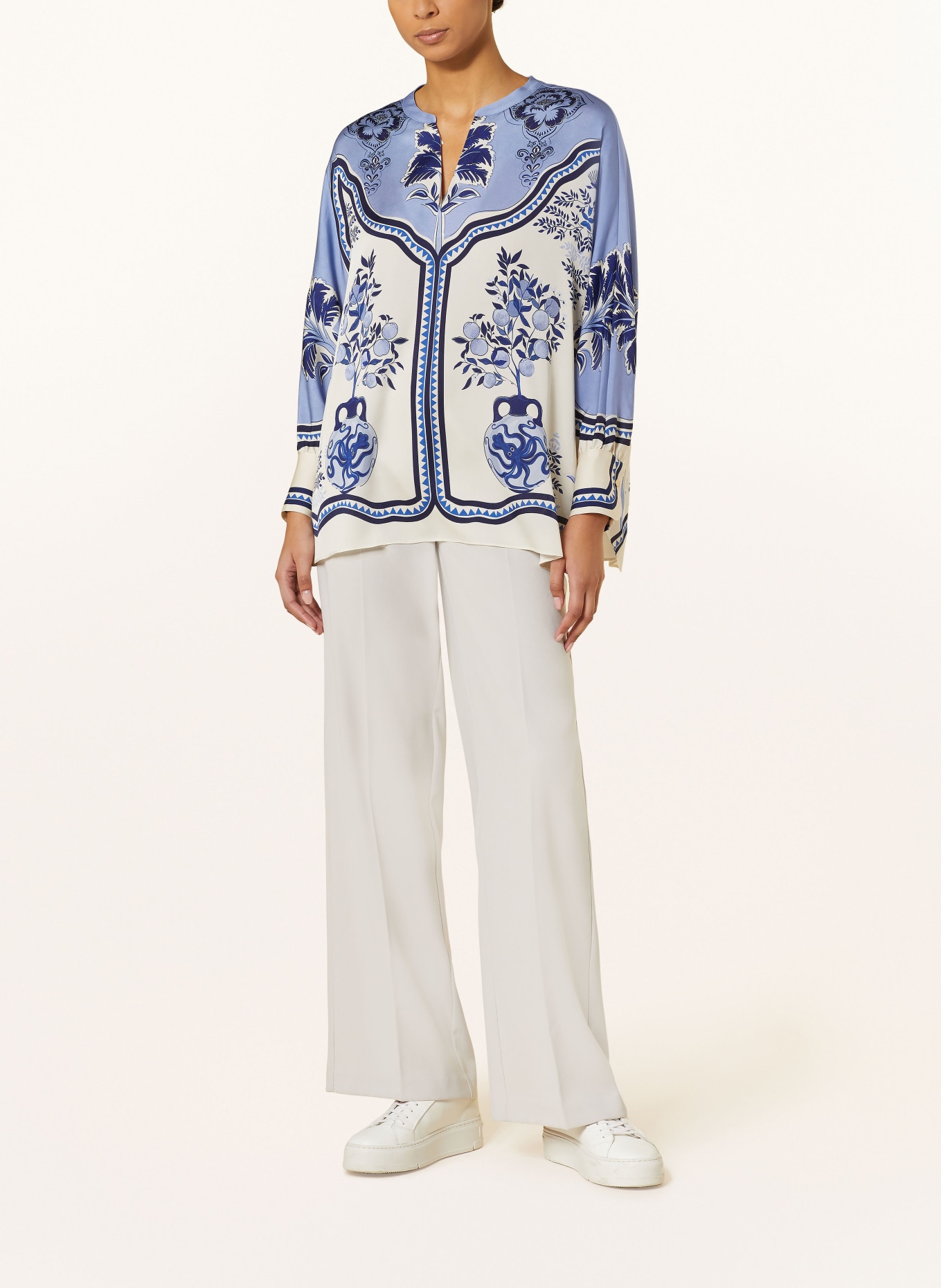 IVI collection Silk tunic, Color: LIGHT BLUE/ WHITE (Image 2)