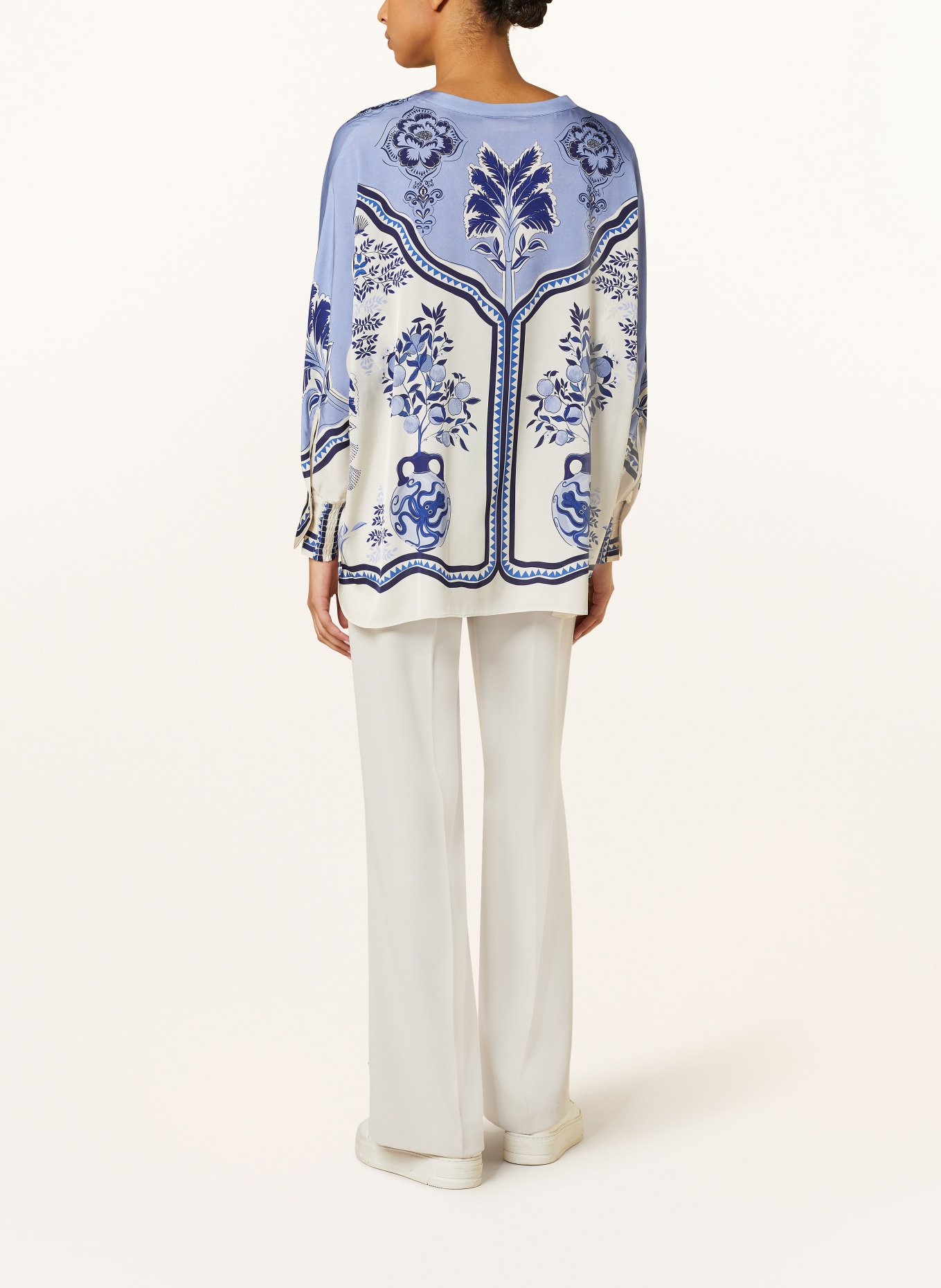 IVI collection Silk tunic, Color: LIGHT BLUE/ WHITE (Image 3)