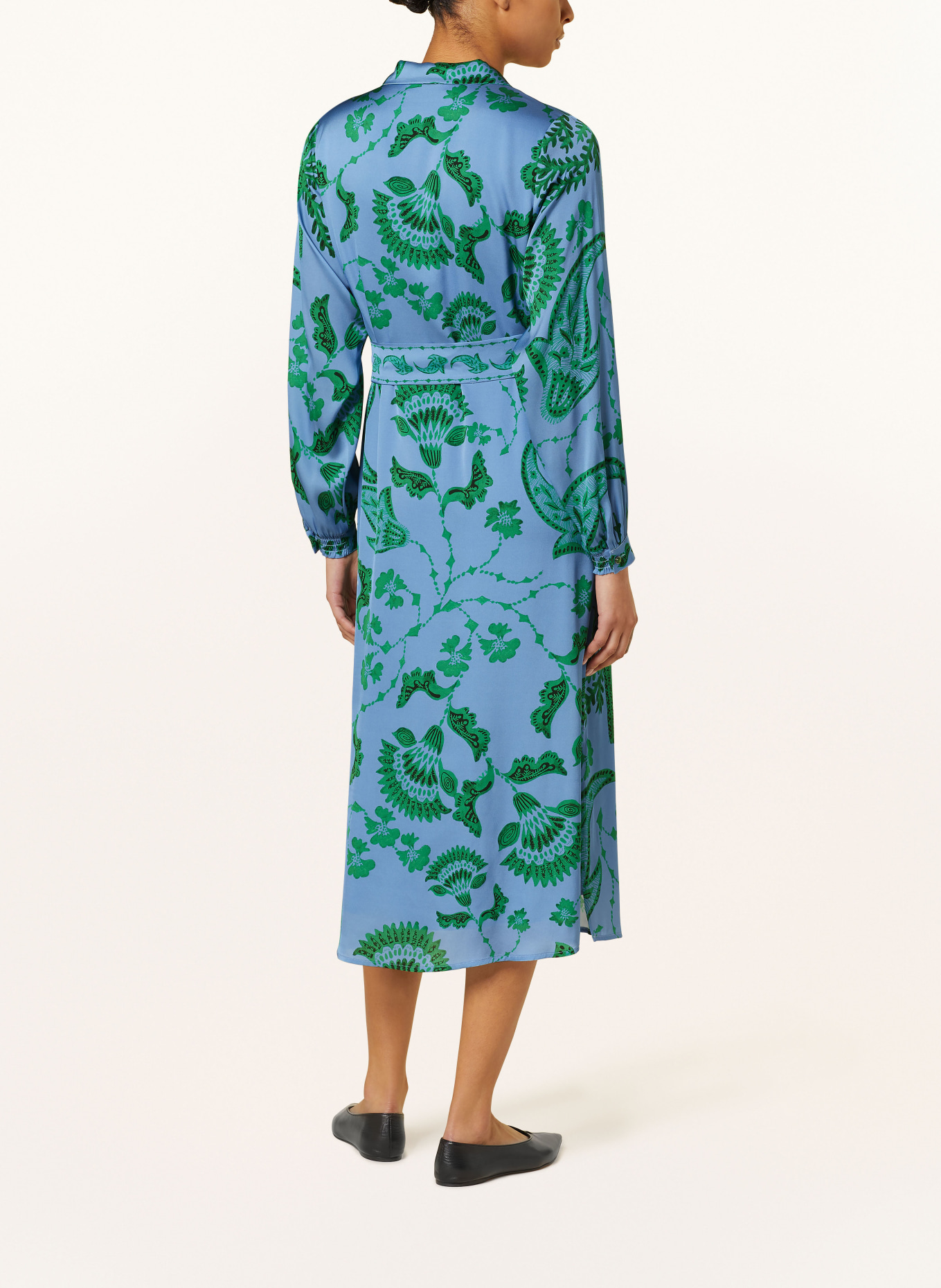 IVI collection Shirt dress in silk, Color: BLUE/ GREEN (Image 3)