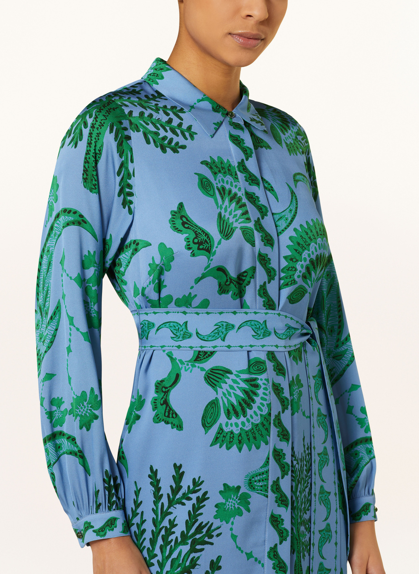IVI collection Shirt dress in silk, Color: BLUE/ GREEN (Image 4)