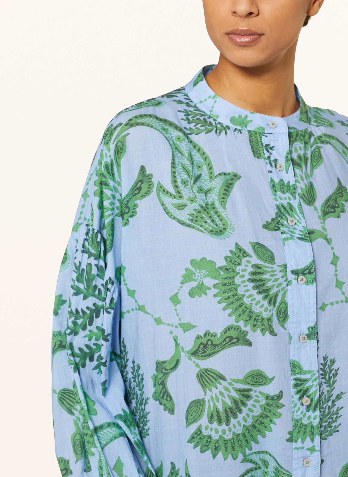 IVI collection Oversized blouse, Color: LIGHT BLUE/ GREEN (Image 4)