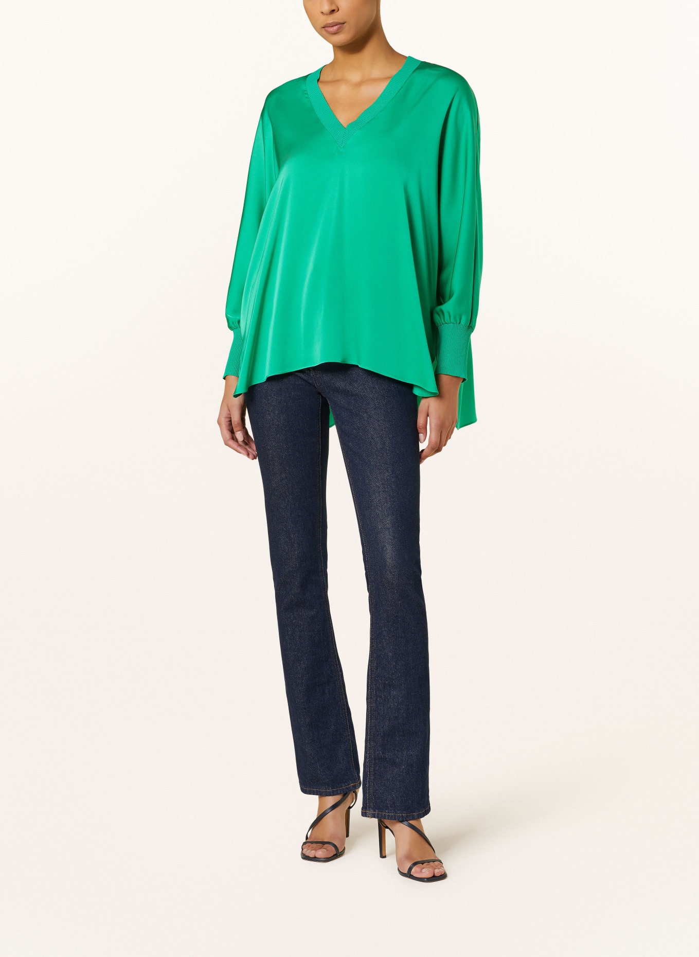 IVI collection Oversized shirt blouse made of silk, Color: GREEN (Image 2)