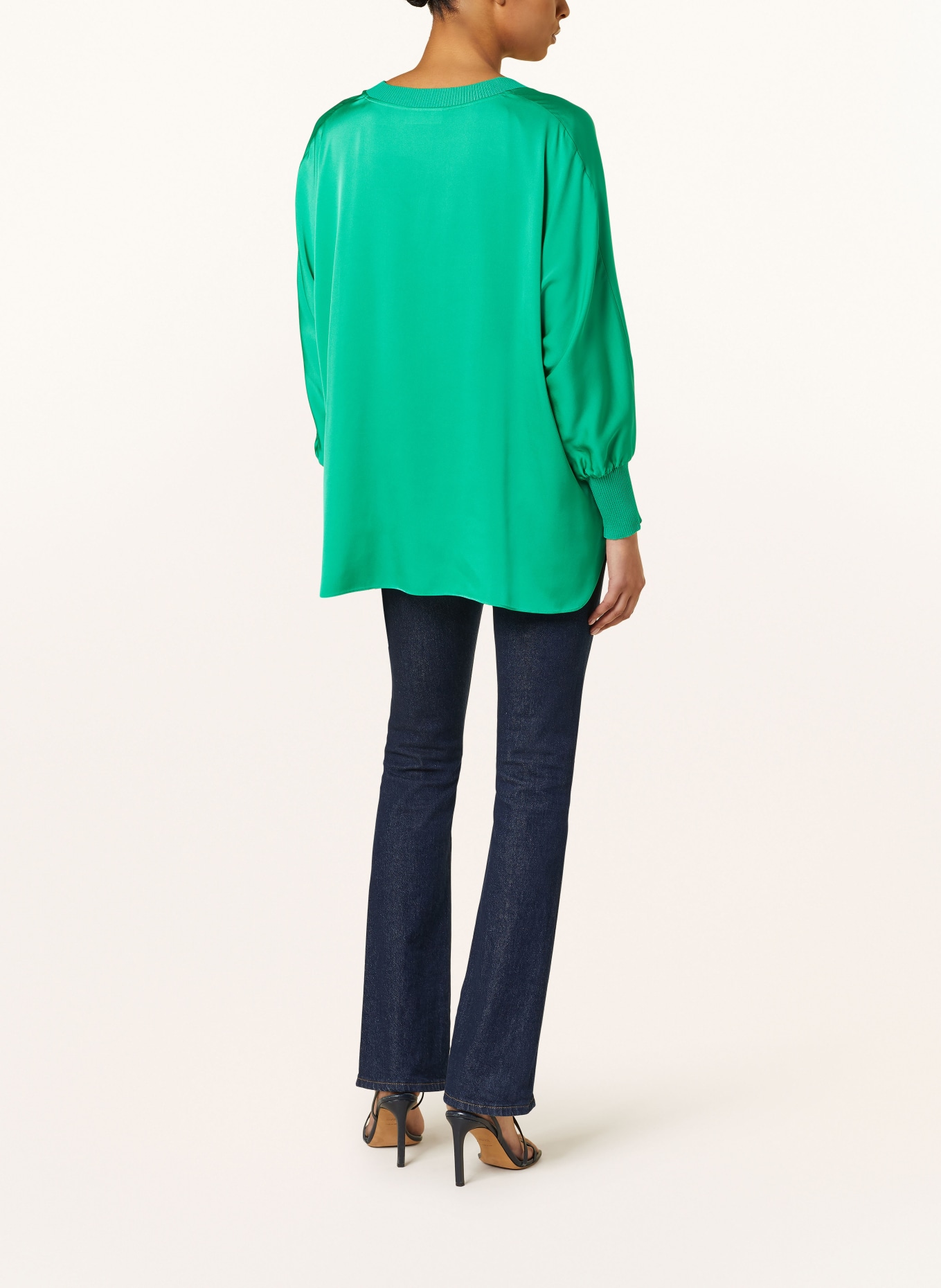 IVI collection Oversized shirt blouse made of silk, Color: GREEN (Image 3)