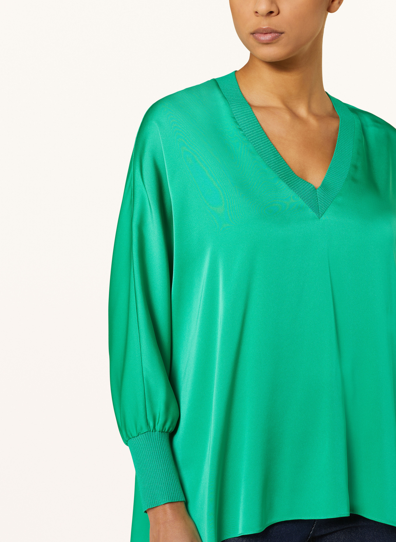 IVI collection Oversized shirt blouse made of silk, Color: GREEN (Image 4)