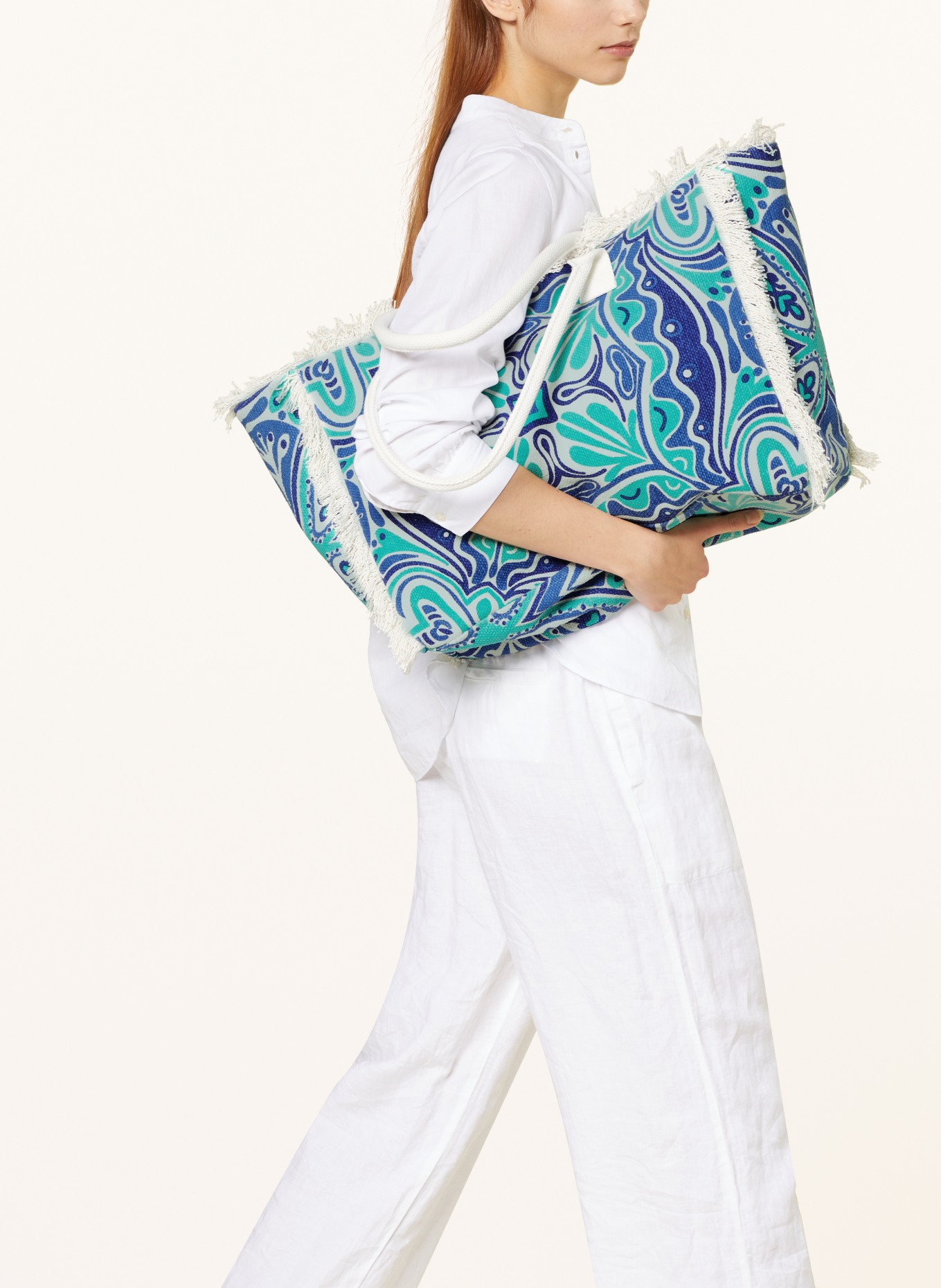 darling harbour Beach bag, Color: WHITE/ BLUE/ TURQUOISE (Image 4)
