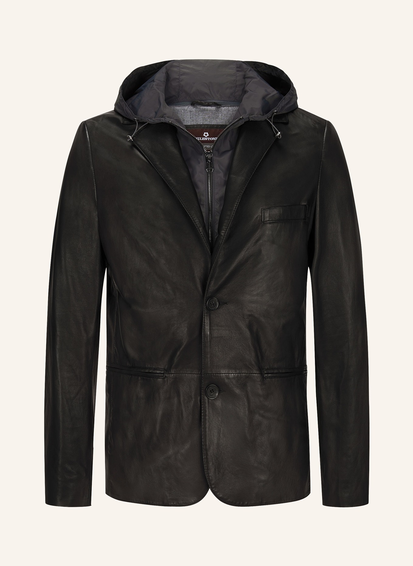 MILESTONE Leather jacket MSREX with detachable trim, Color: BLACK (Image 1)