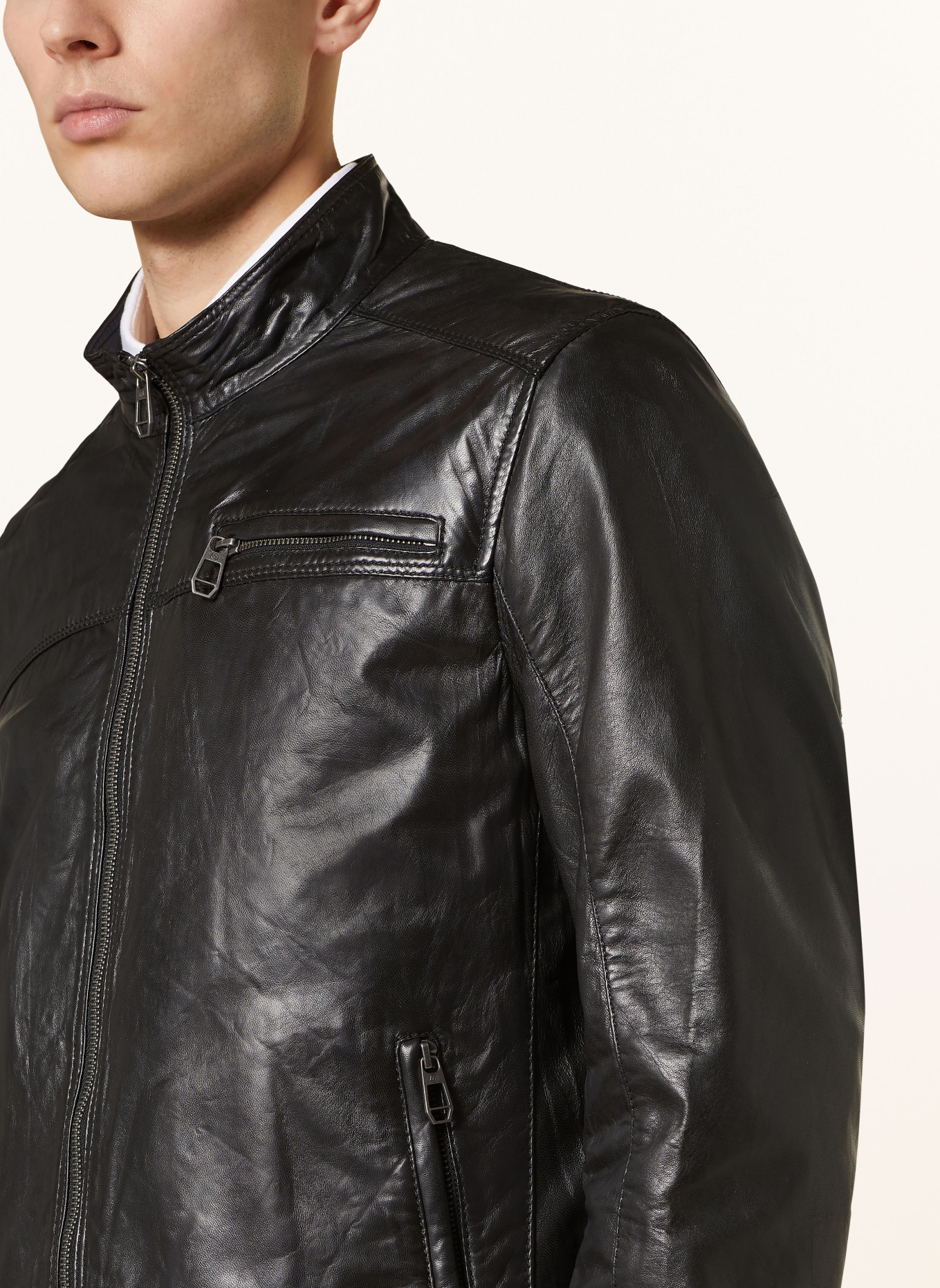 MILESTONE Leather jacket MSMARCO, Color: BLACK (Image 4)