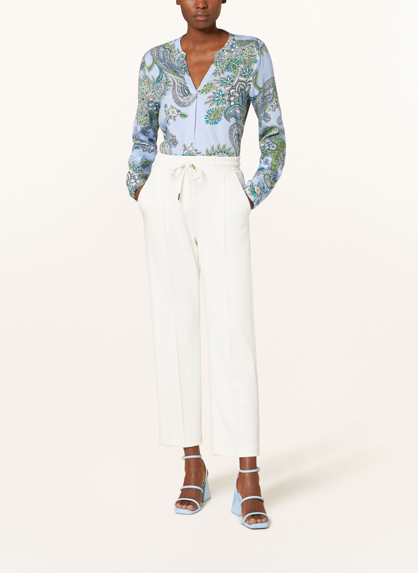 Smith & Soul Shirt blouse in satin, Color: LIGHT BLUE/ GREEN/ WHITE (Image 2)
