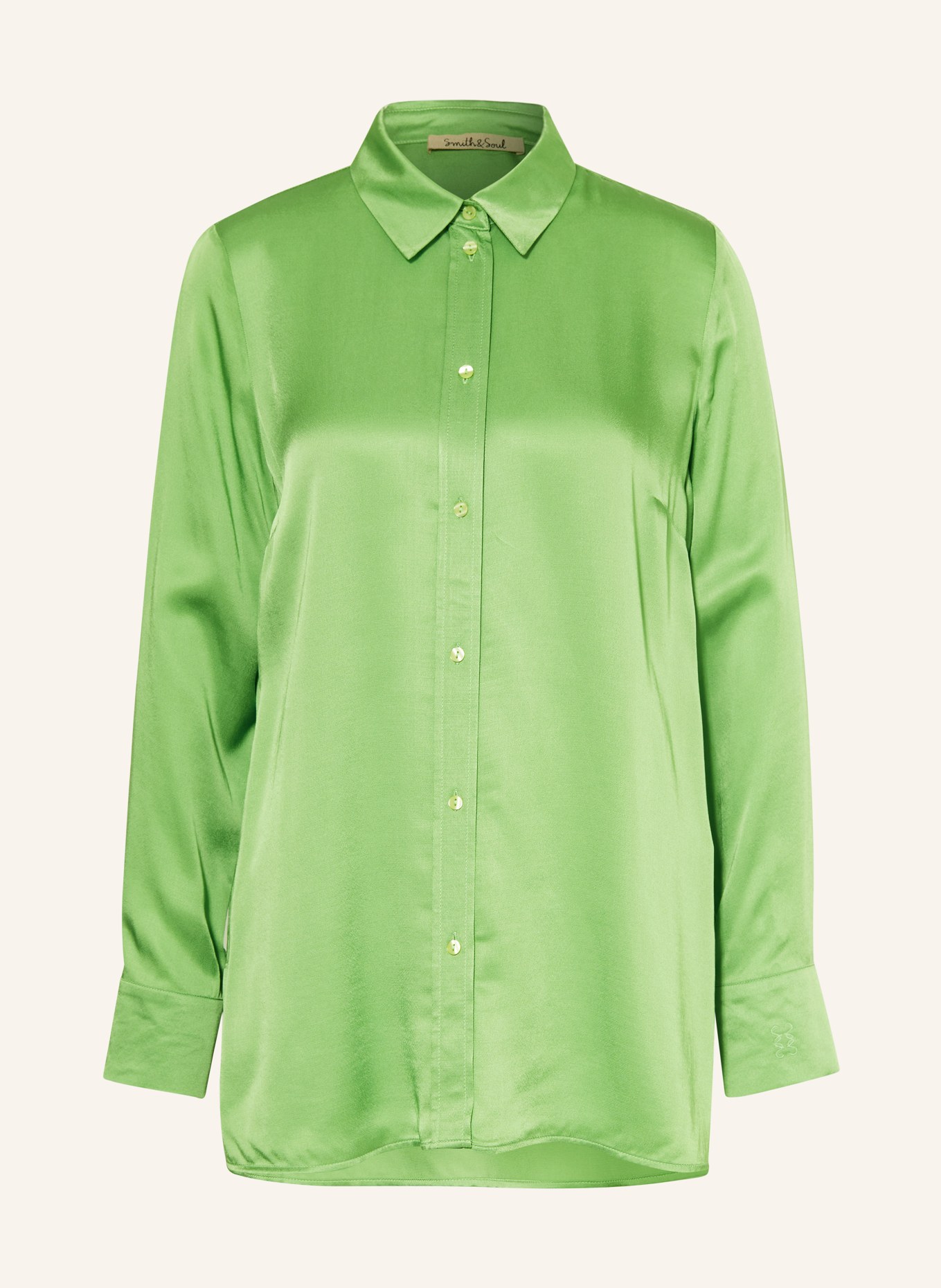 Smith & Soul Satin shirt blouse, Color: GREEN (Image 1)