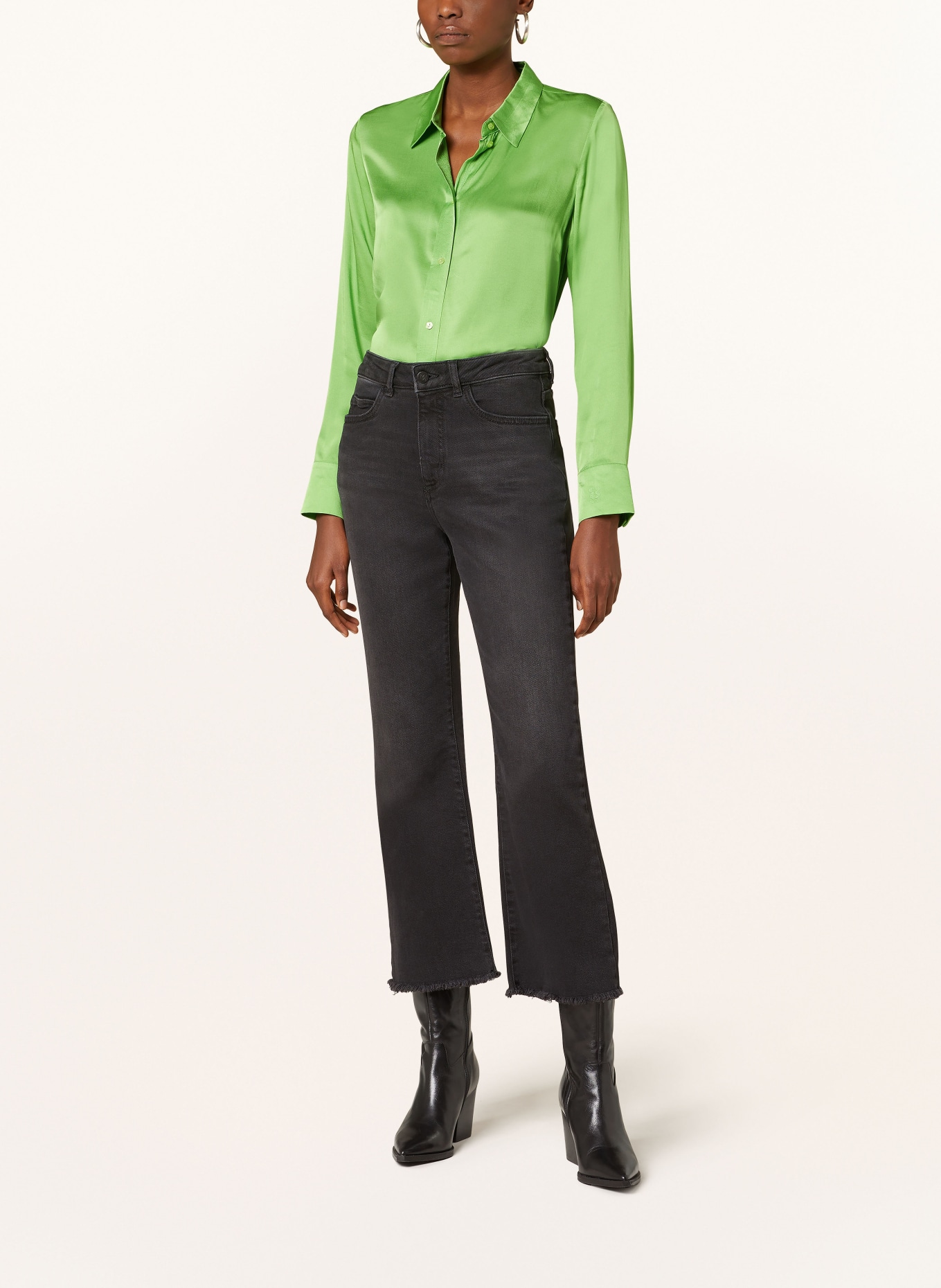 Smith & Soul Satin shirt blouse, Color: GREEN (Image 2)