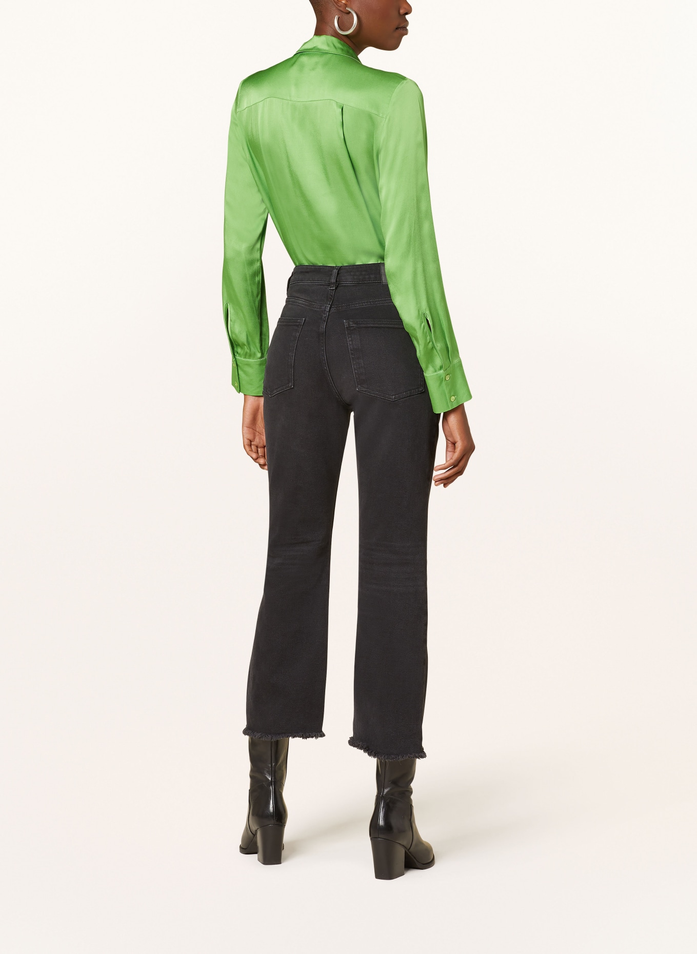 Smith & Soul Satin shirt blouse, Color: GREEN (Image 3)